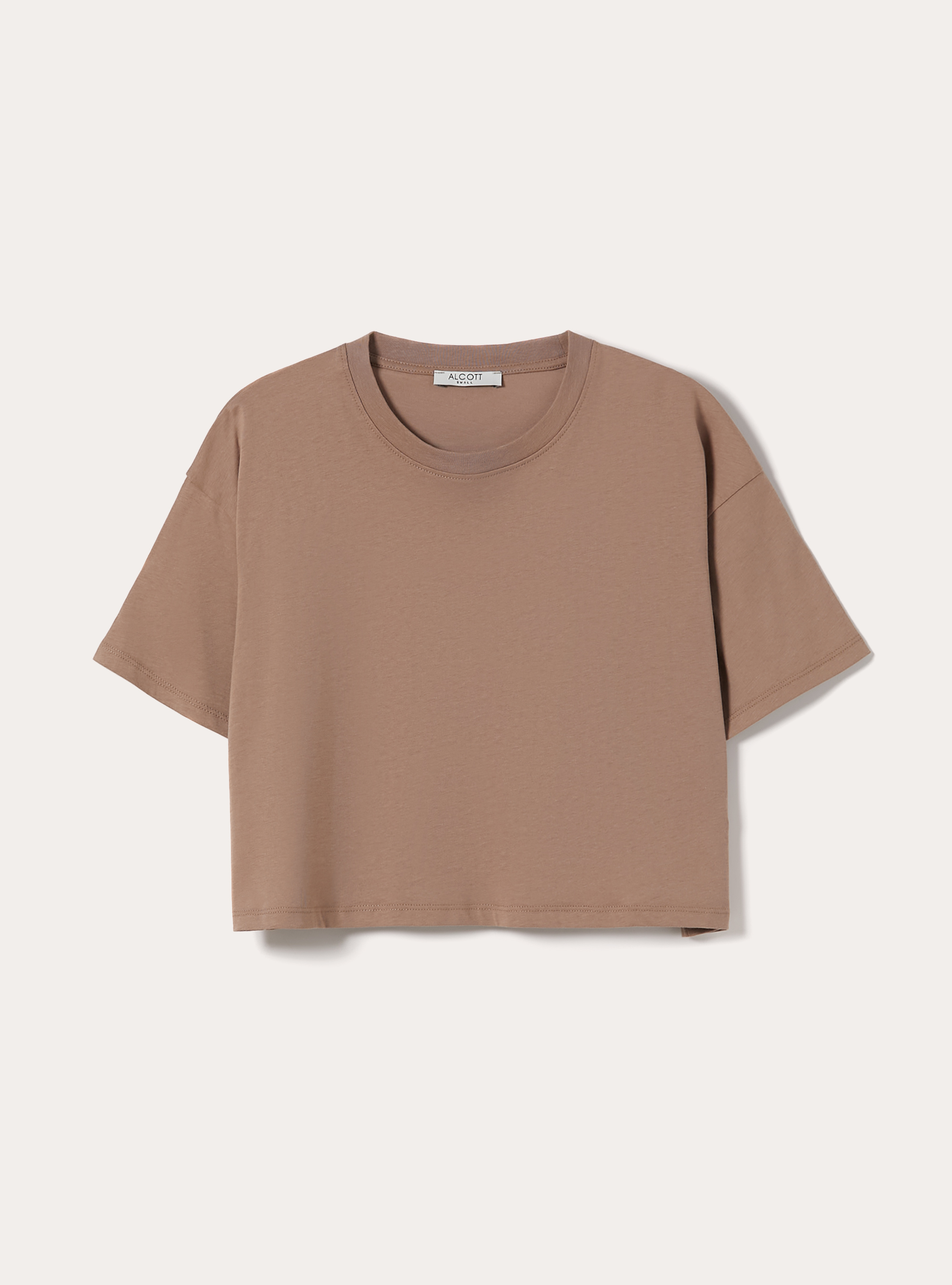T-shirt crop over tinta unita, BR3 BROWN LIGHT