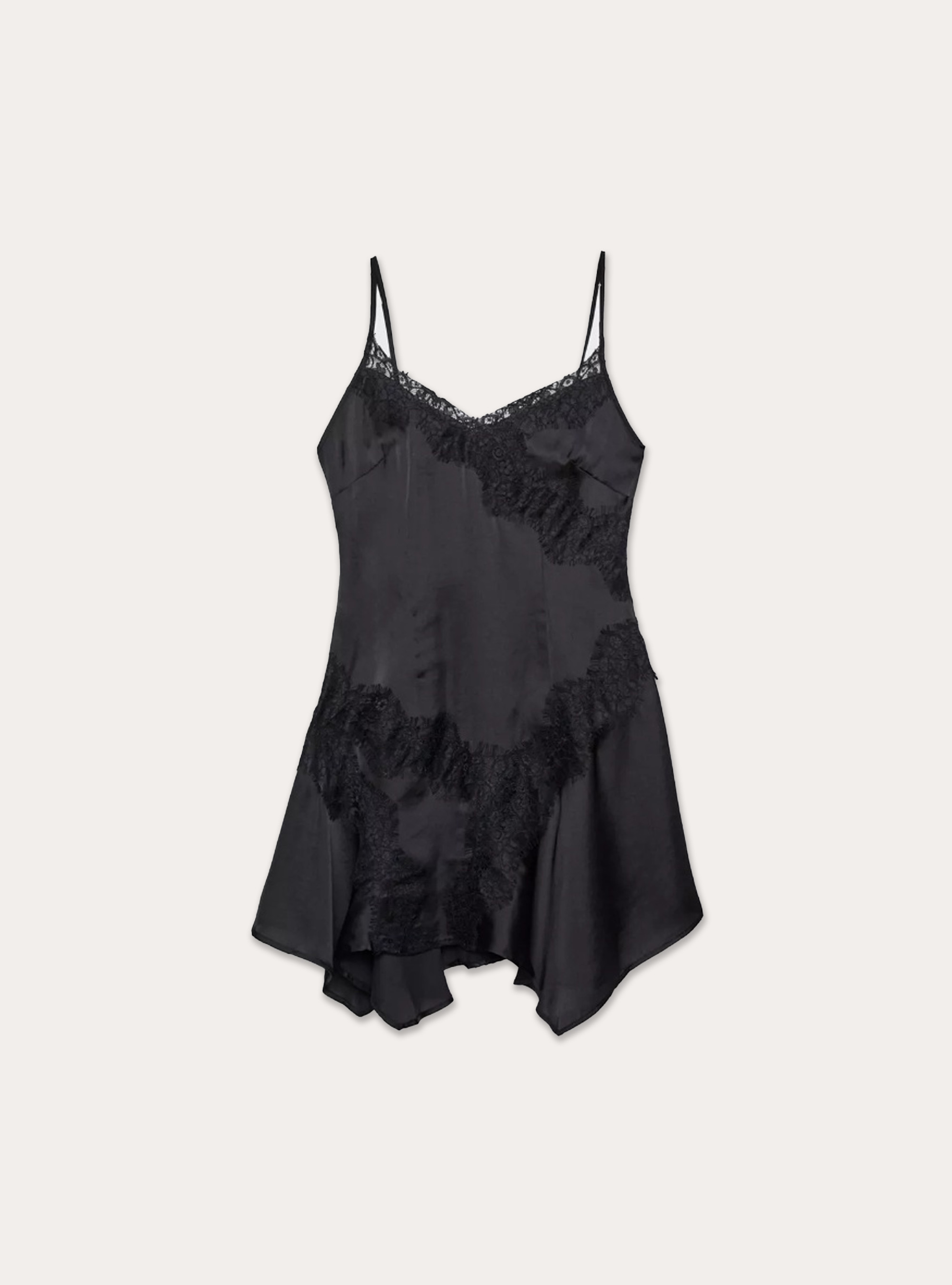 Kleid mit Trägern im Lingerie-Stil, BK1 BLACK