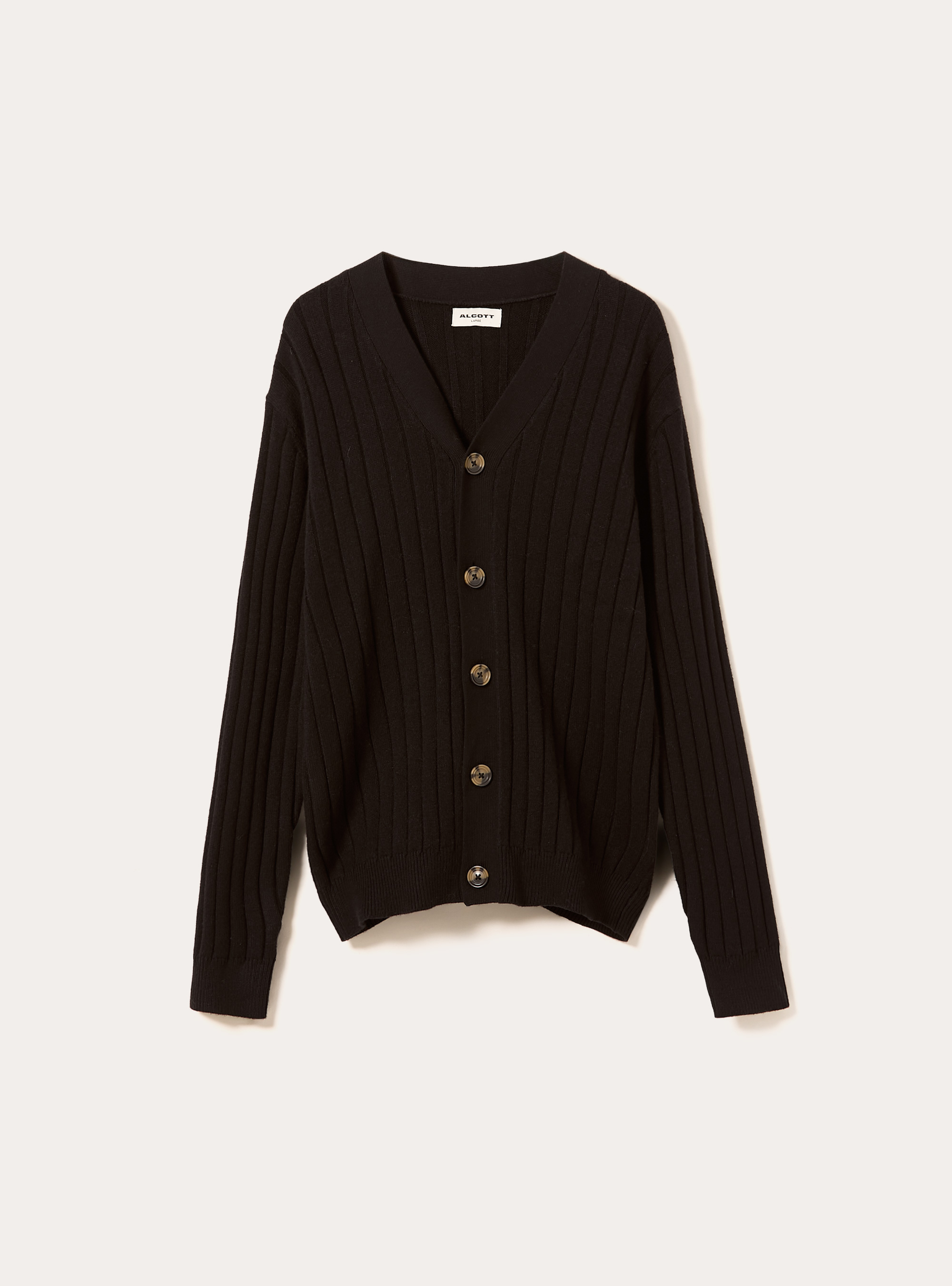 Cardigan  in rib, BK1 BLACK