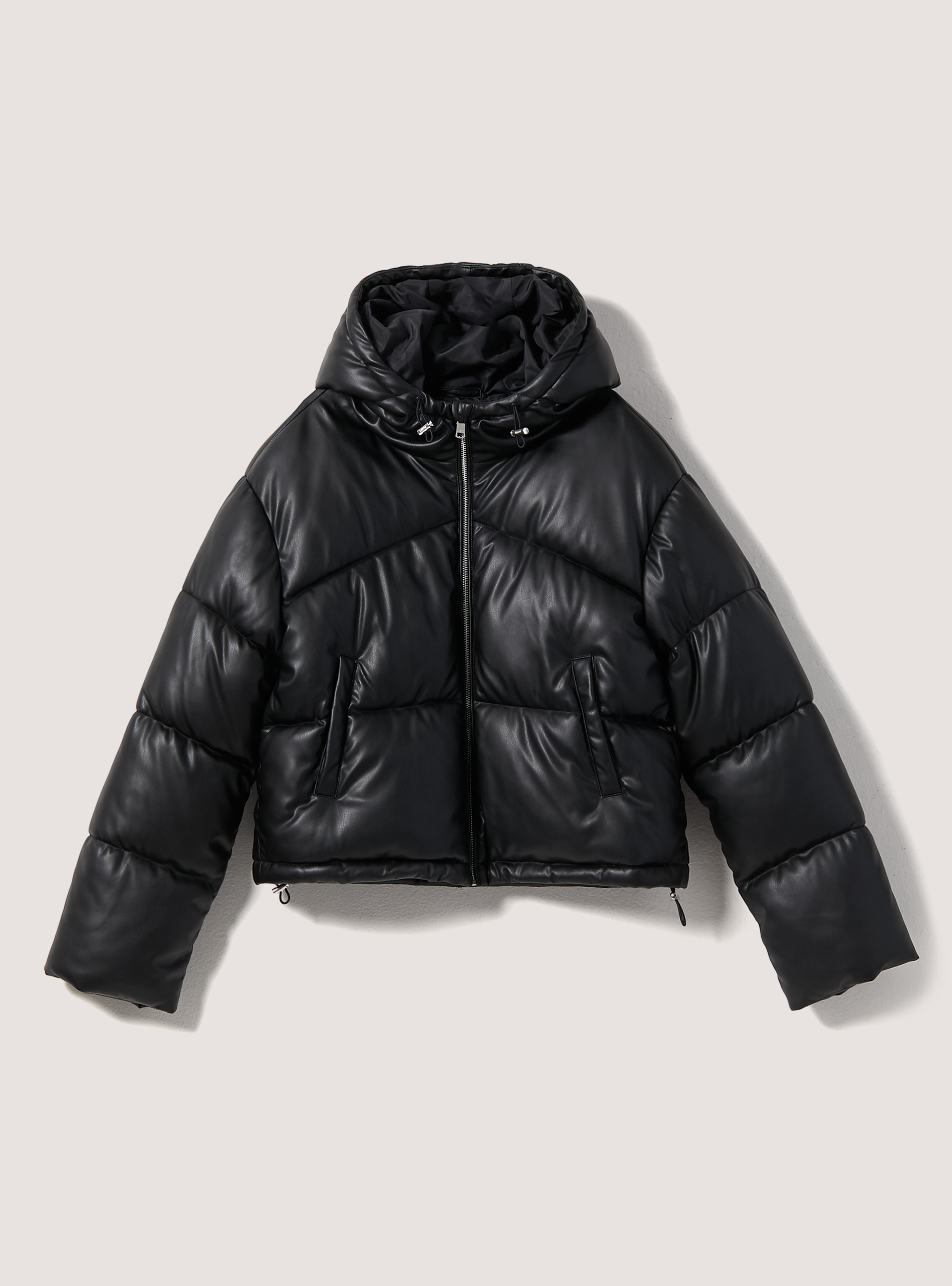 Leather-effect bomber jacket, BK1 BLACK