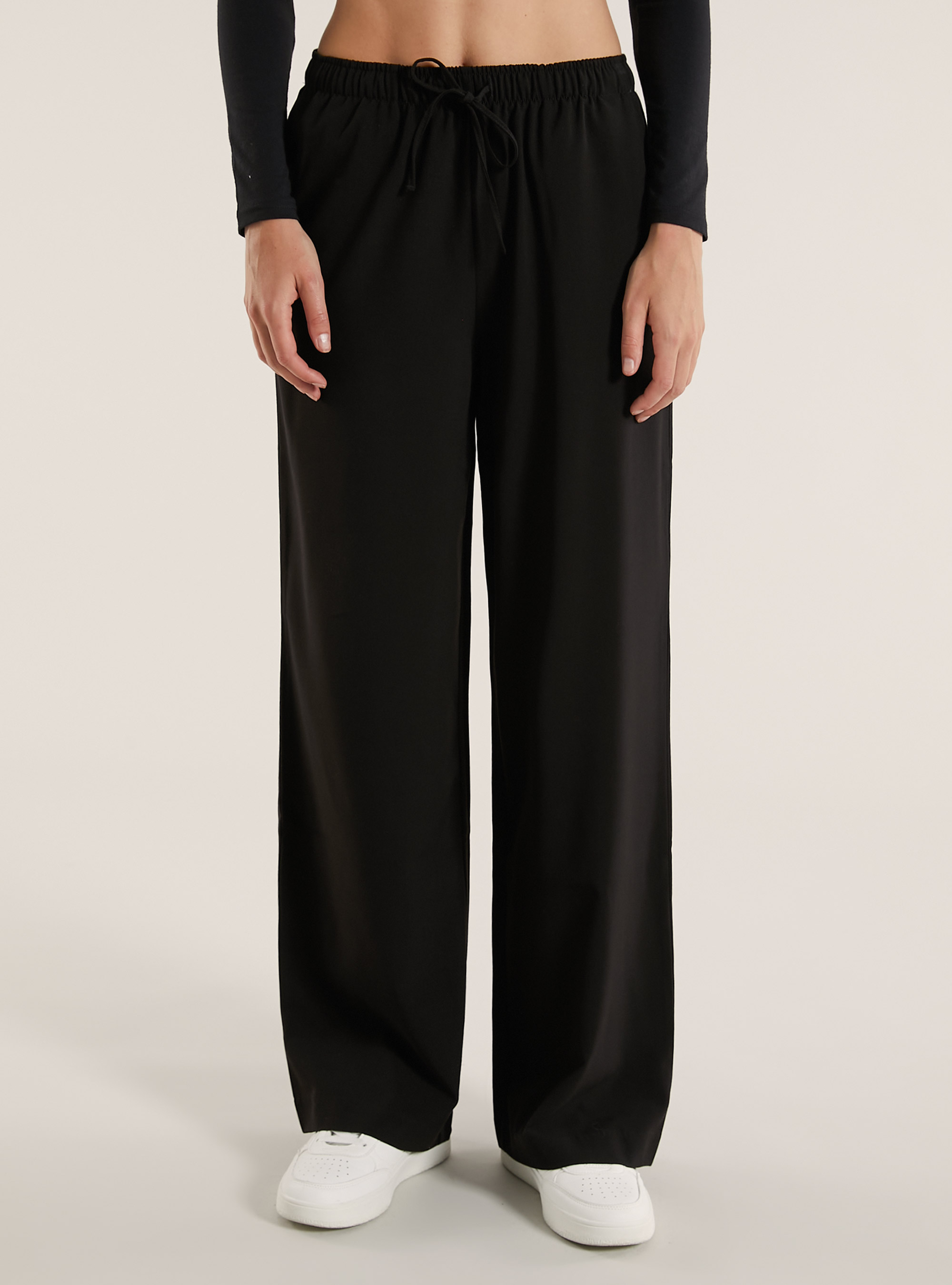 Pantalon &eacute;l&eacute;gant avec cordon de serrage, BK1 BLACK