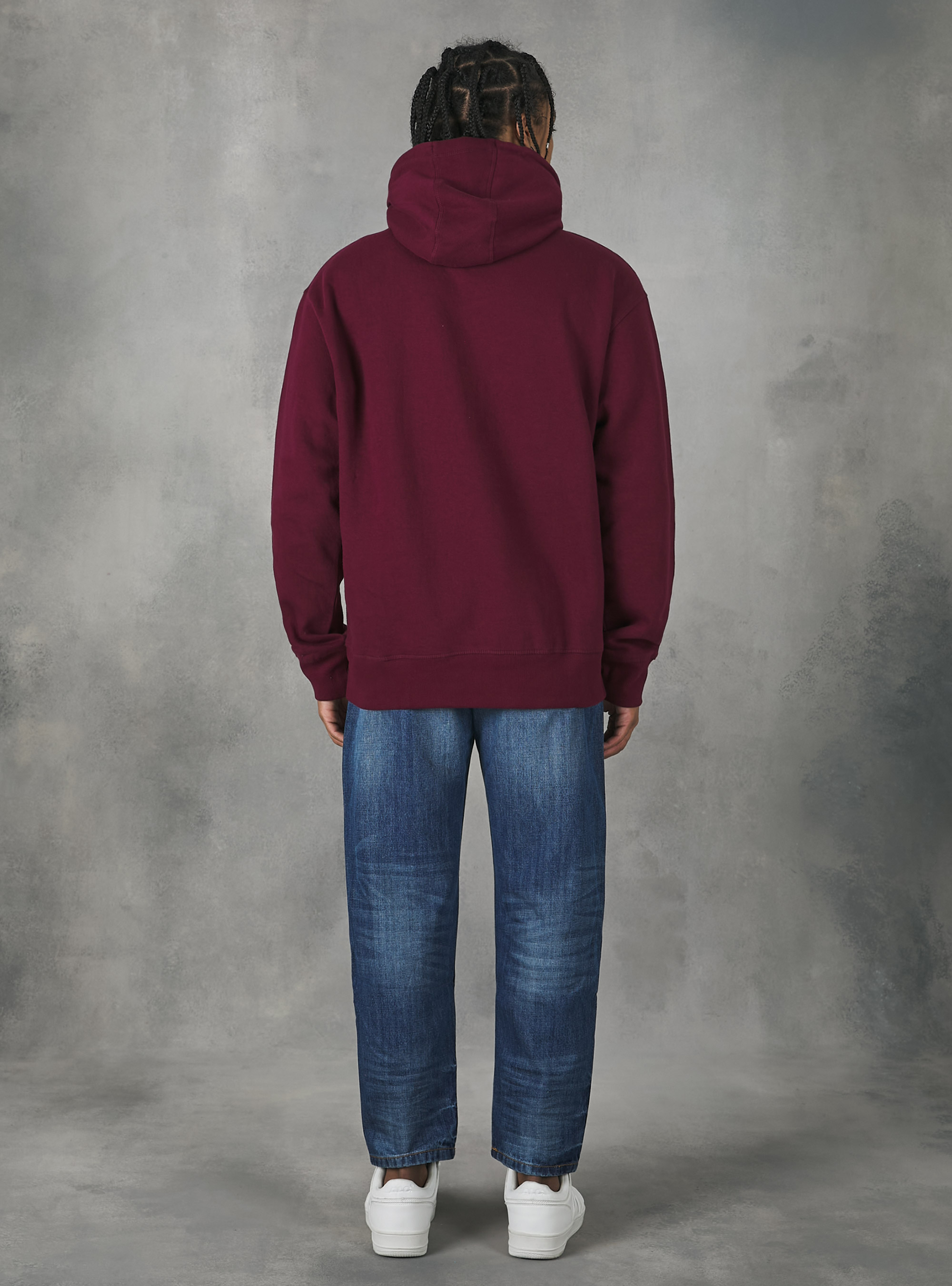 Hoodie with college patch, BO2 BORDEAUX MEDIUM