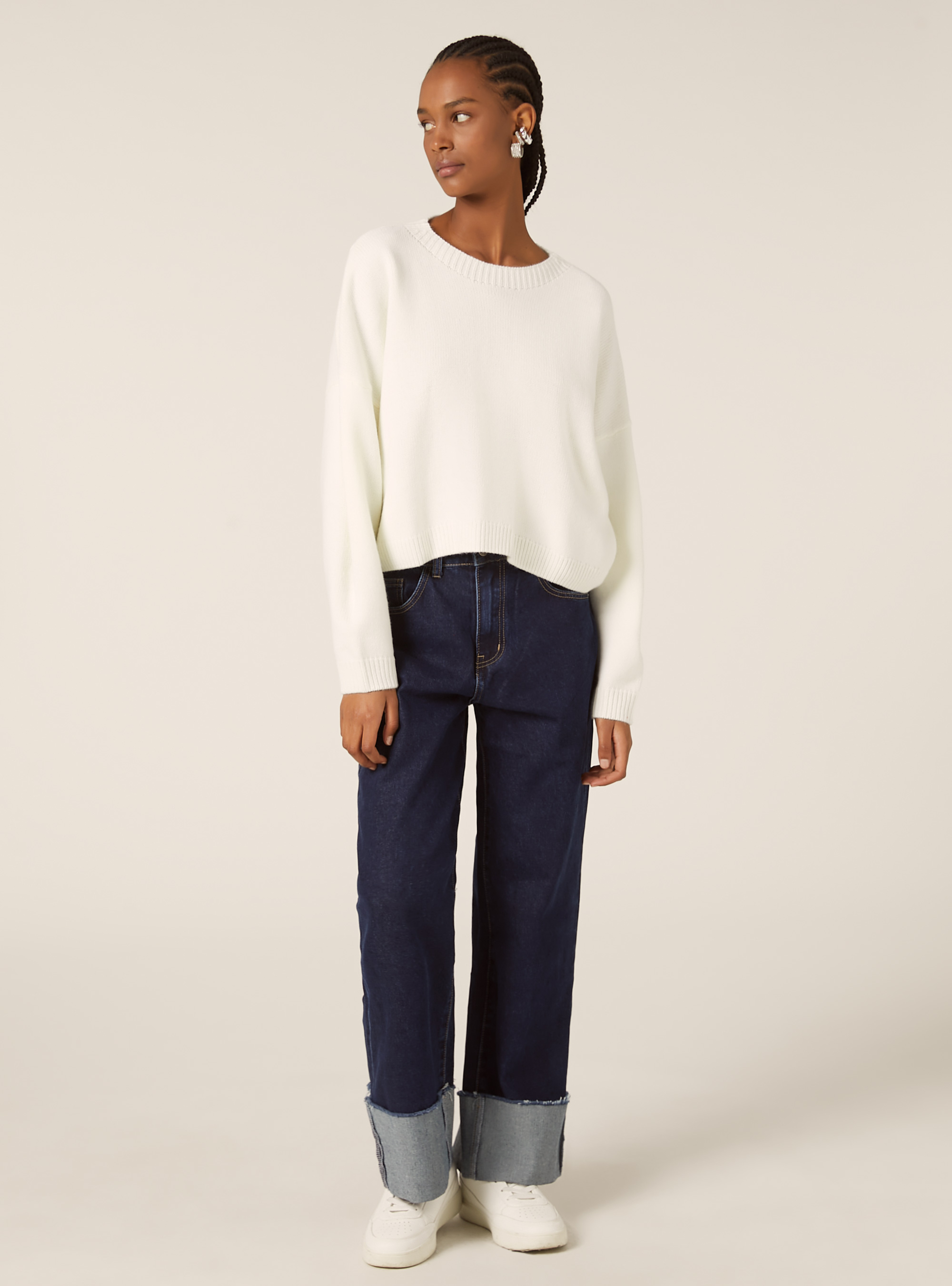 Basic crew neck pullover, WH1 OFF WHITE