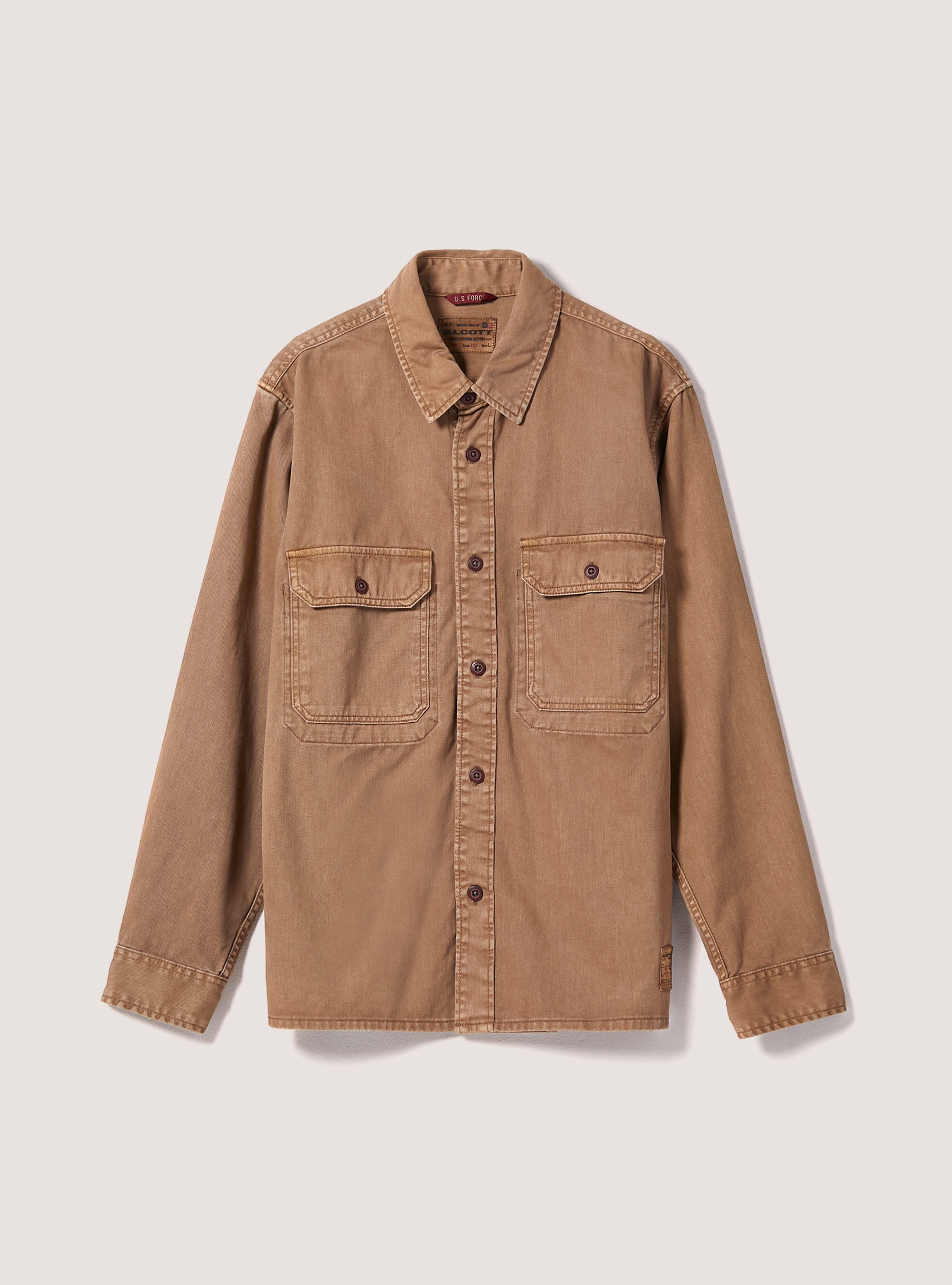 Army shirt with large pockets in cotton, TB2 TOBACCO MEDIUM