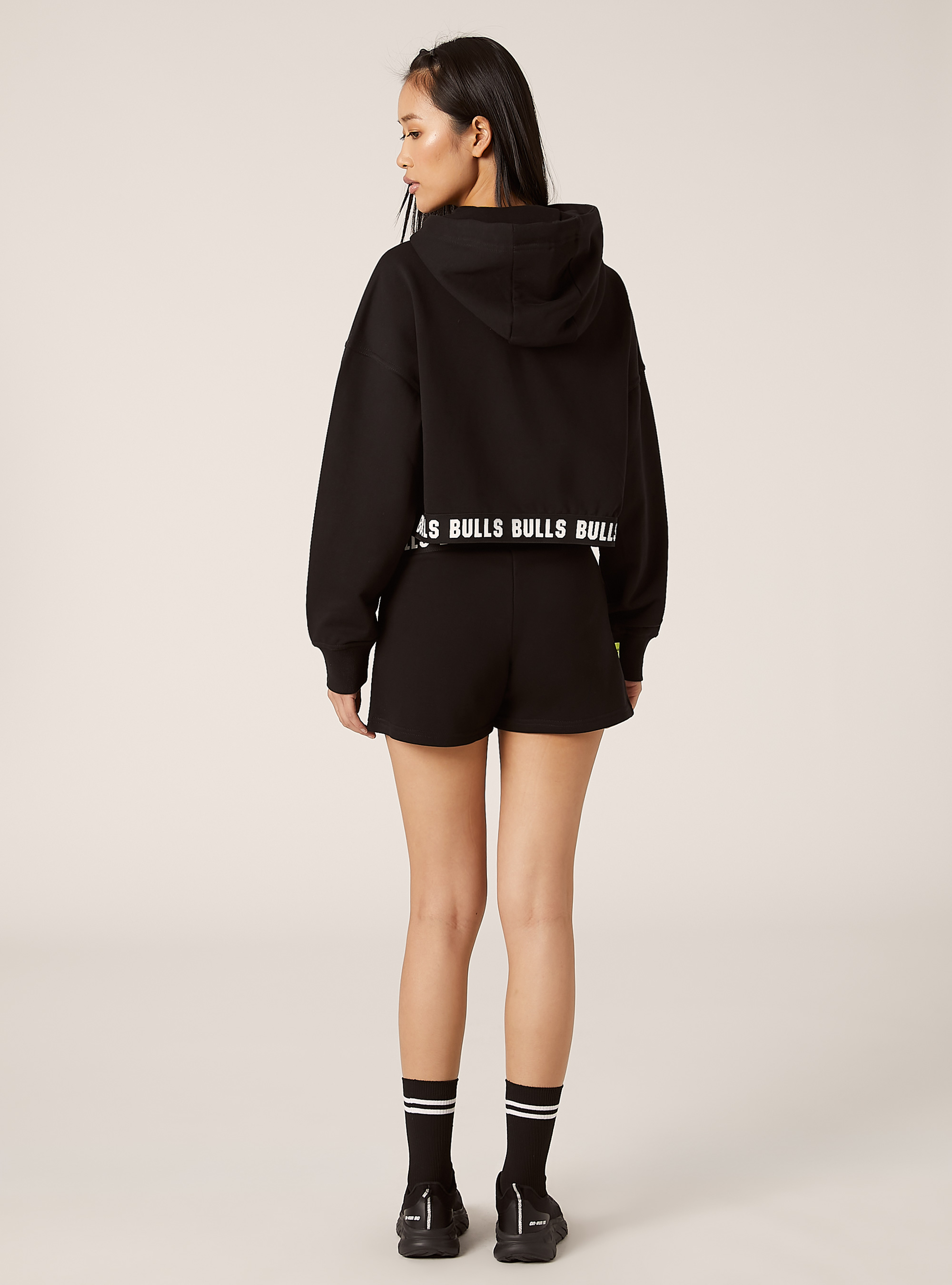 Cropped hooded sweatshirt NBA / Alcott, BK1 BLACK