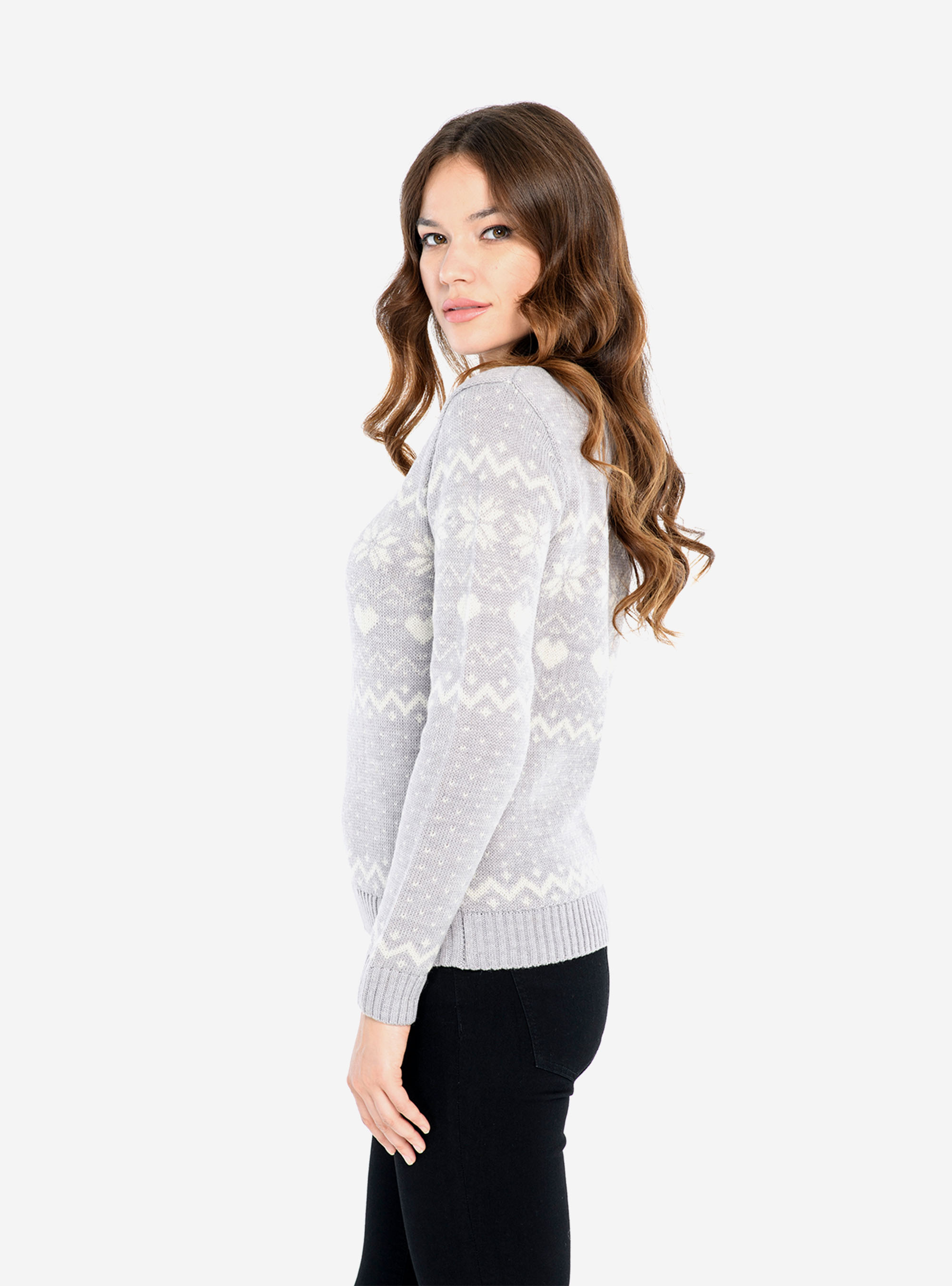 CHRISTMAS CREWNECK SWEATER, GREY MELANGE