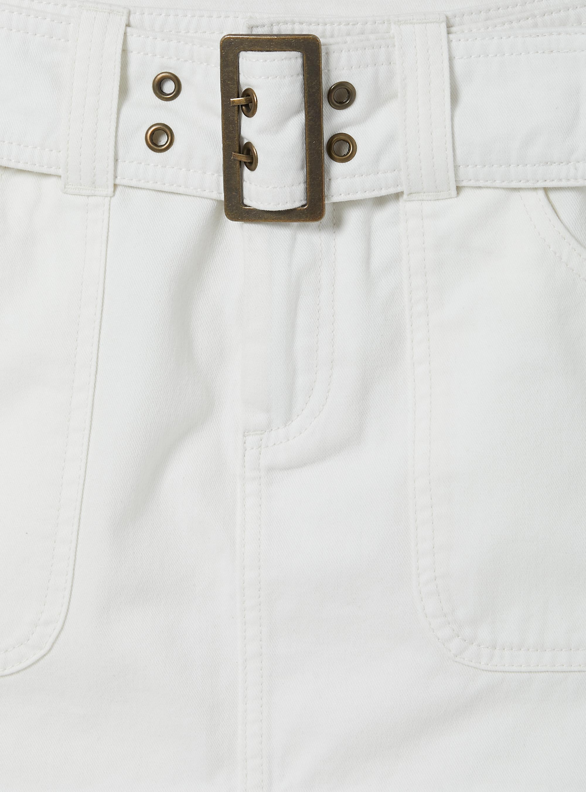 Minigonna in denim con cintura, WH2 WHITE