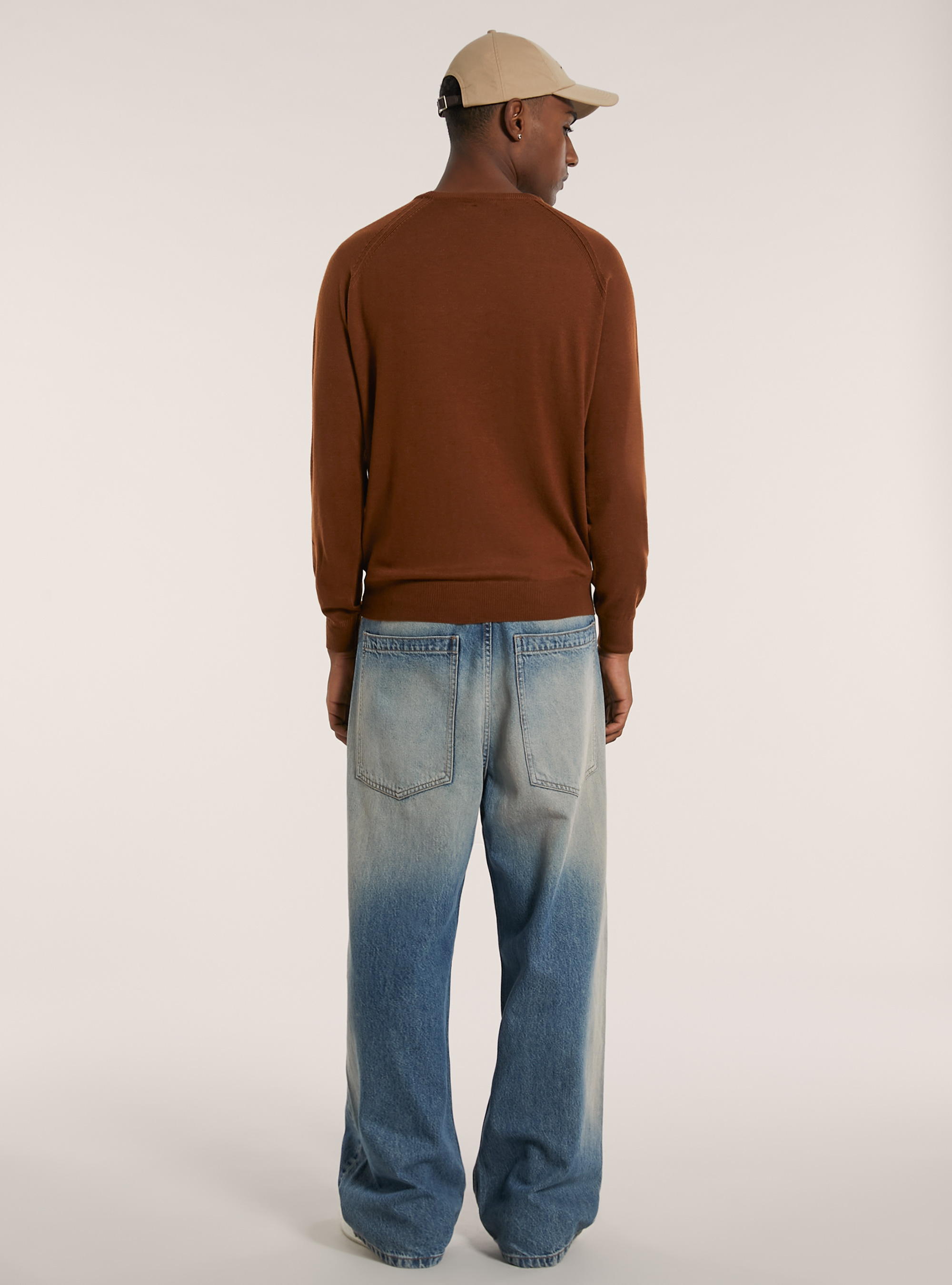 Pullover girocollo misto merino, TB1 TOBACCO DARK