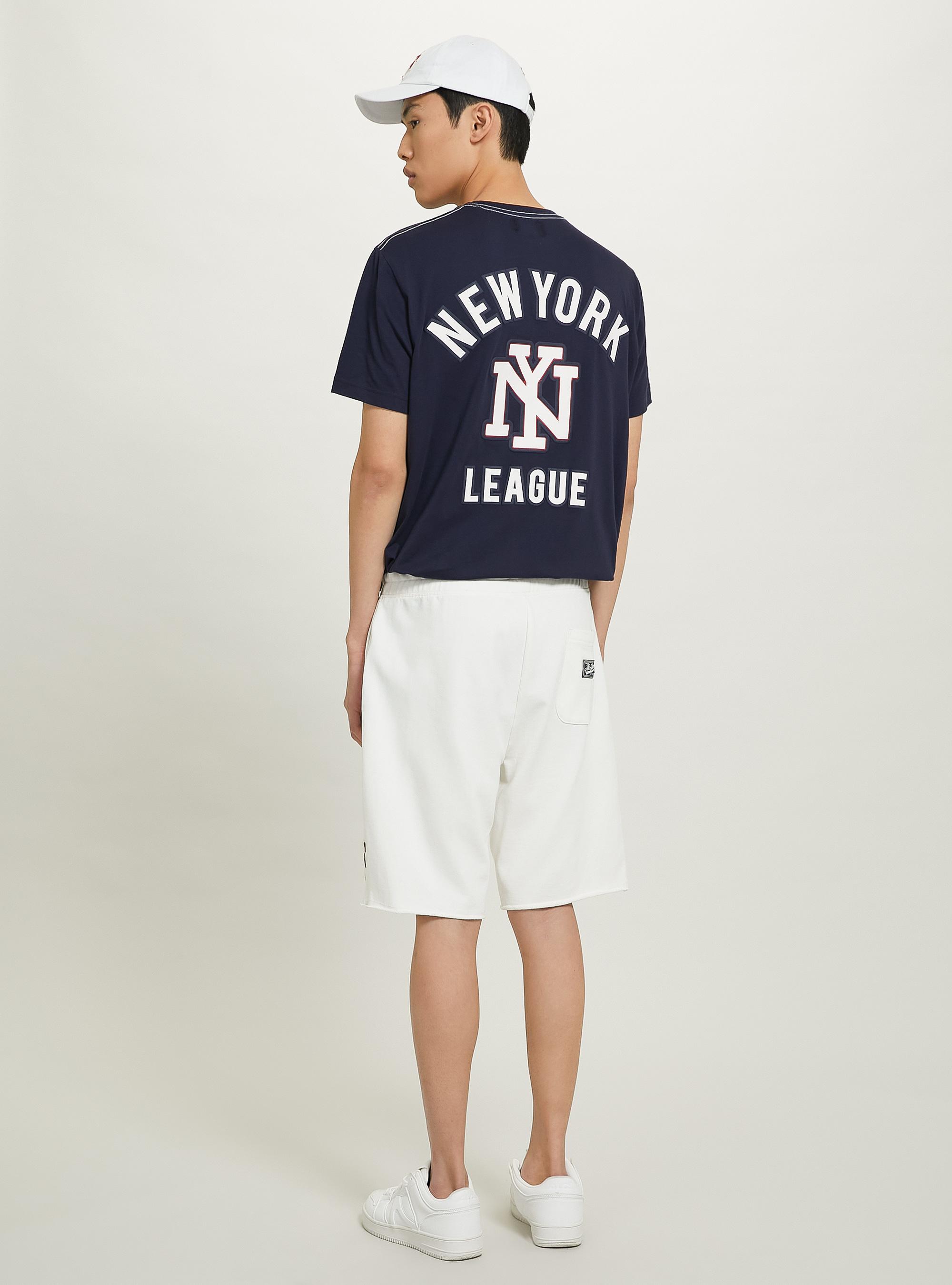 Plush jogger bermuda with patch, C0020 OFF WHITE