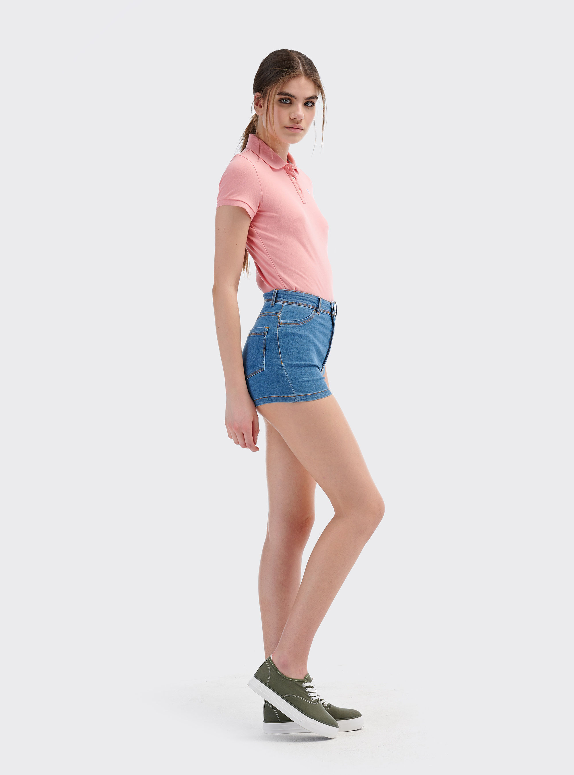 Super stretch fit denim shorts, C196 AZZURRE