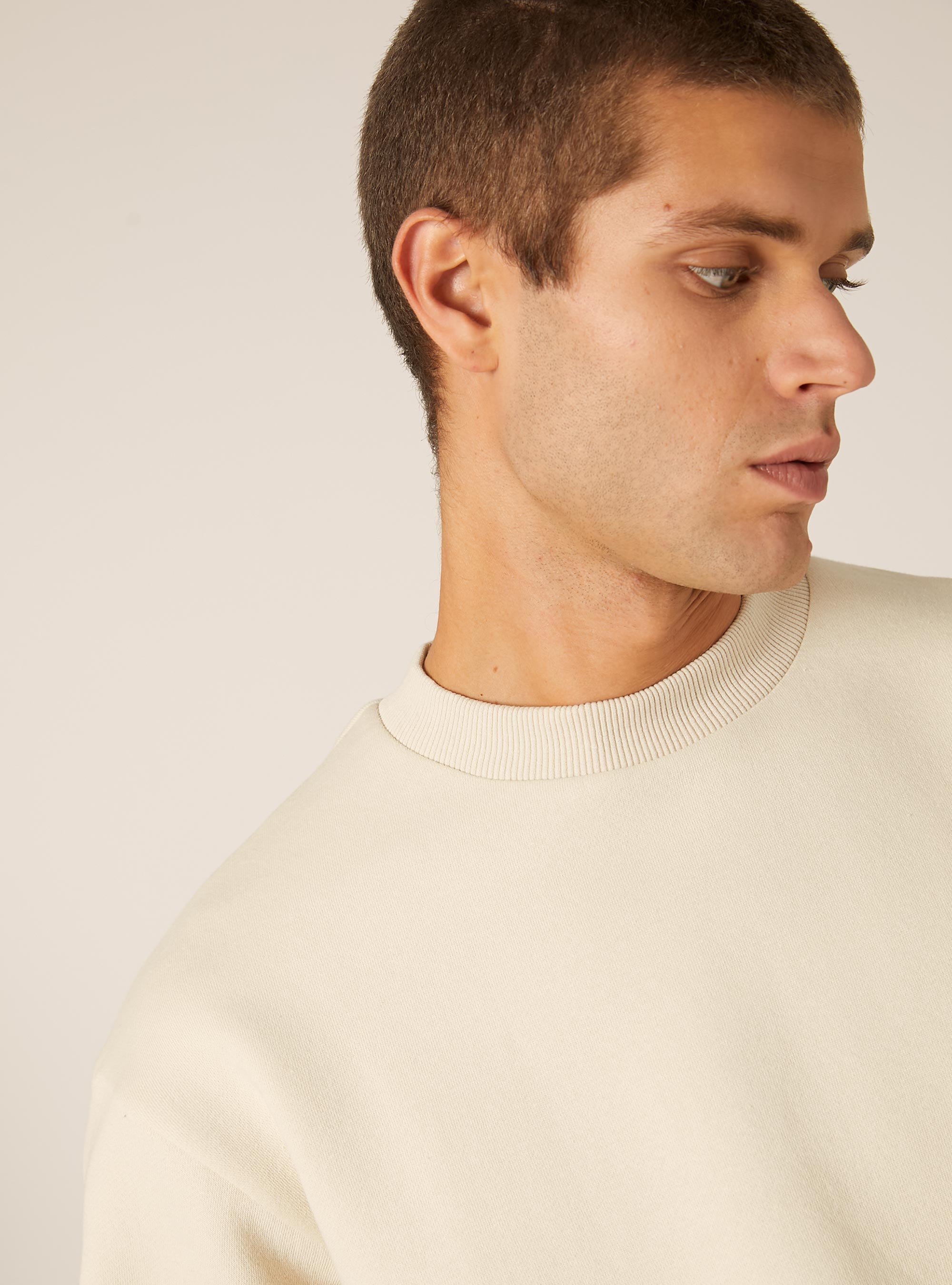 Boxy fit crew neck sweatshirt, CR3 CREAM LIGHT