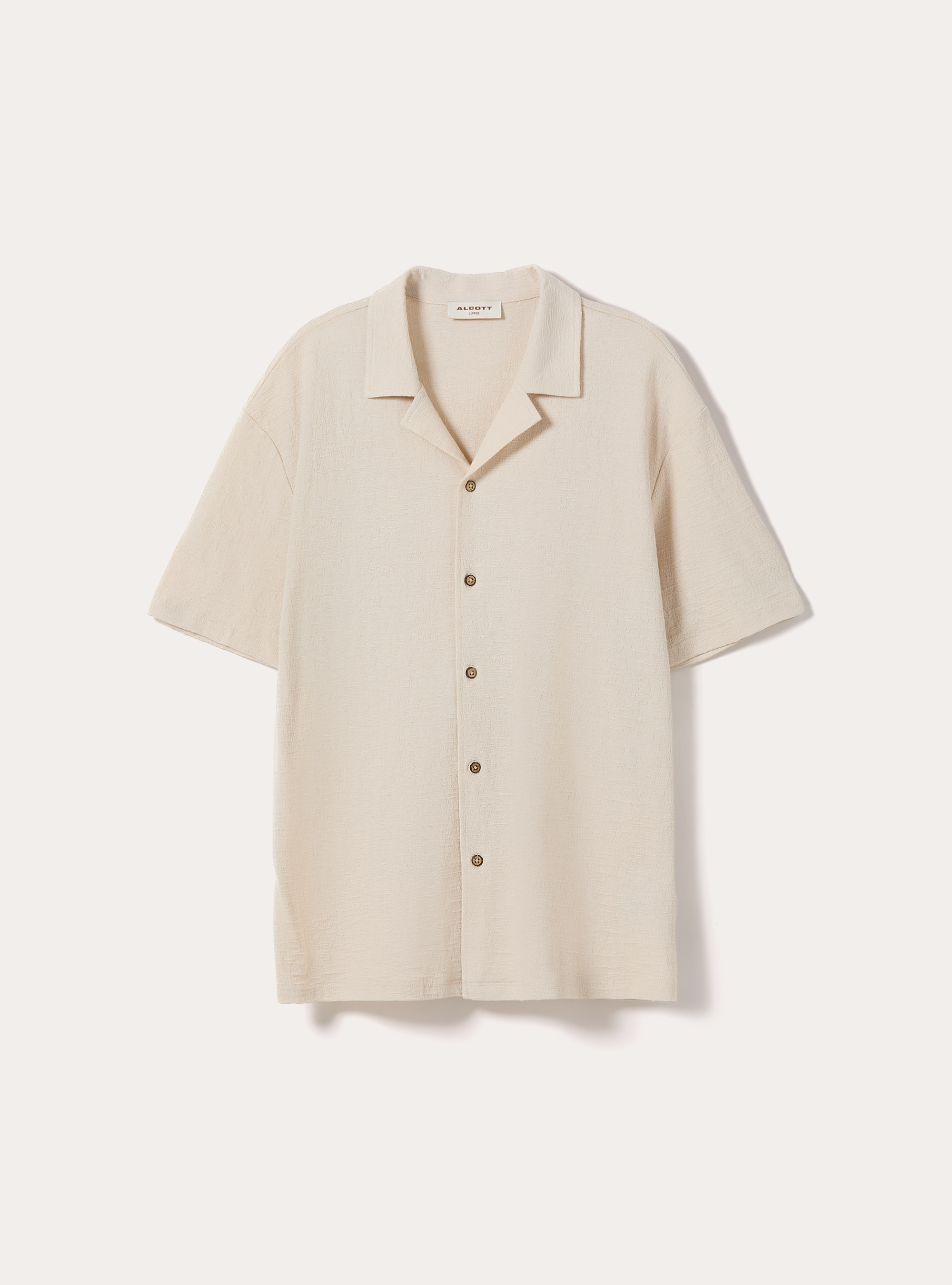 Camicia bowling in jersey texture regular fit, BG2 BEIGE MEDIUM