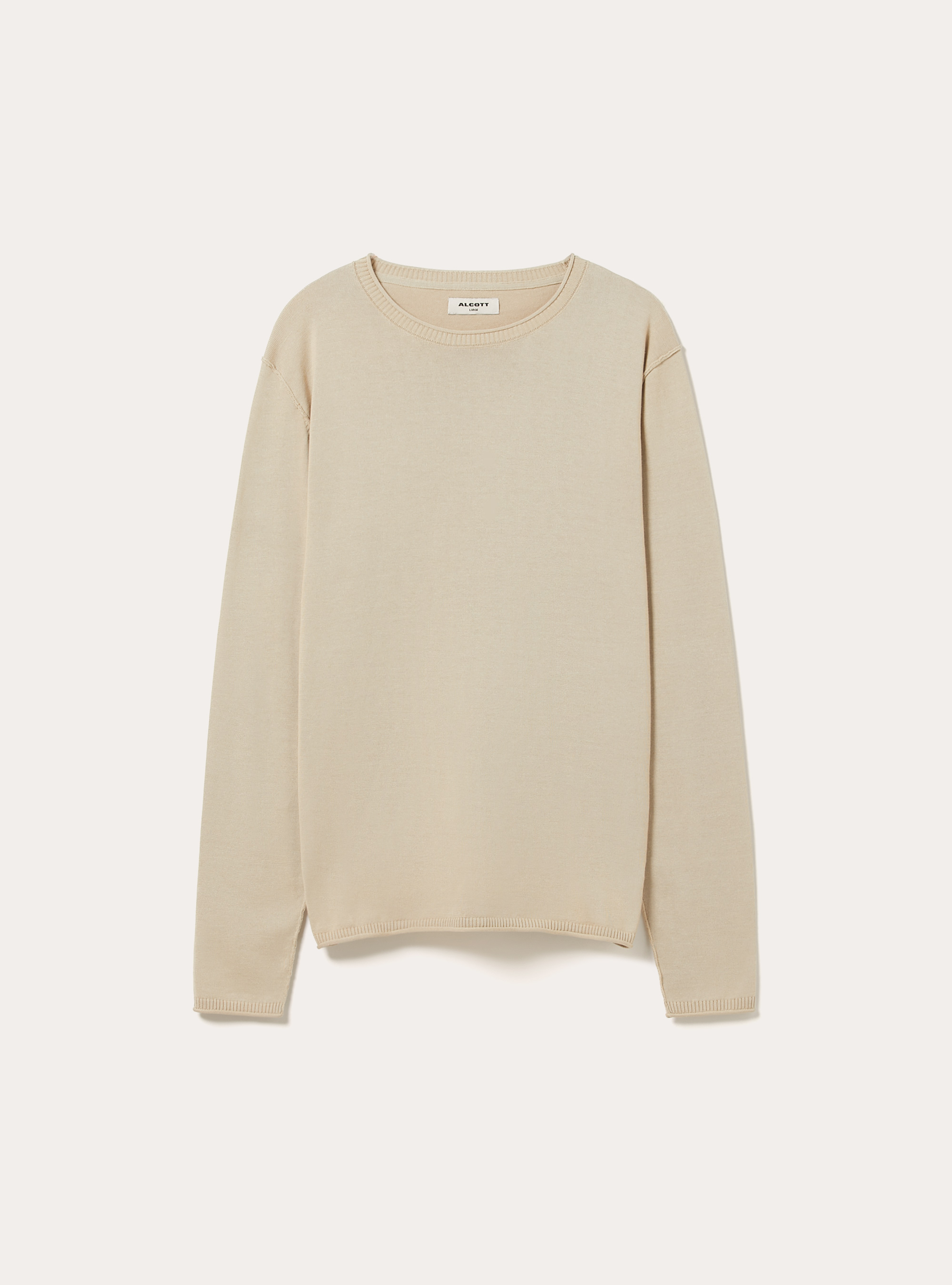 Jersey de cuello redondo de algod&oacute;n, BG3 BEIGE LIGHT