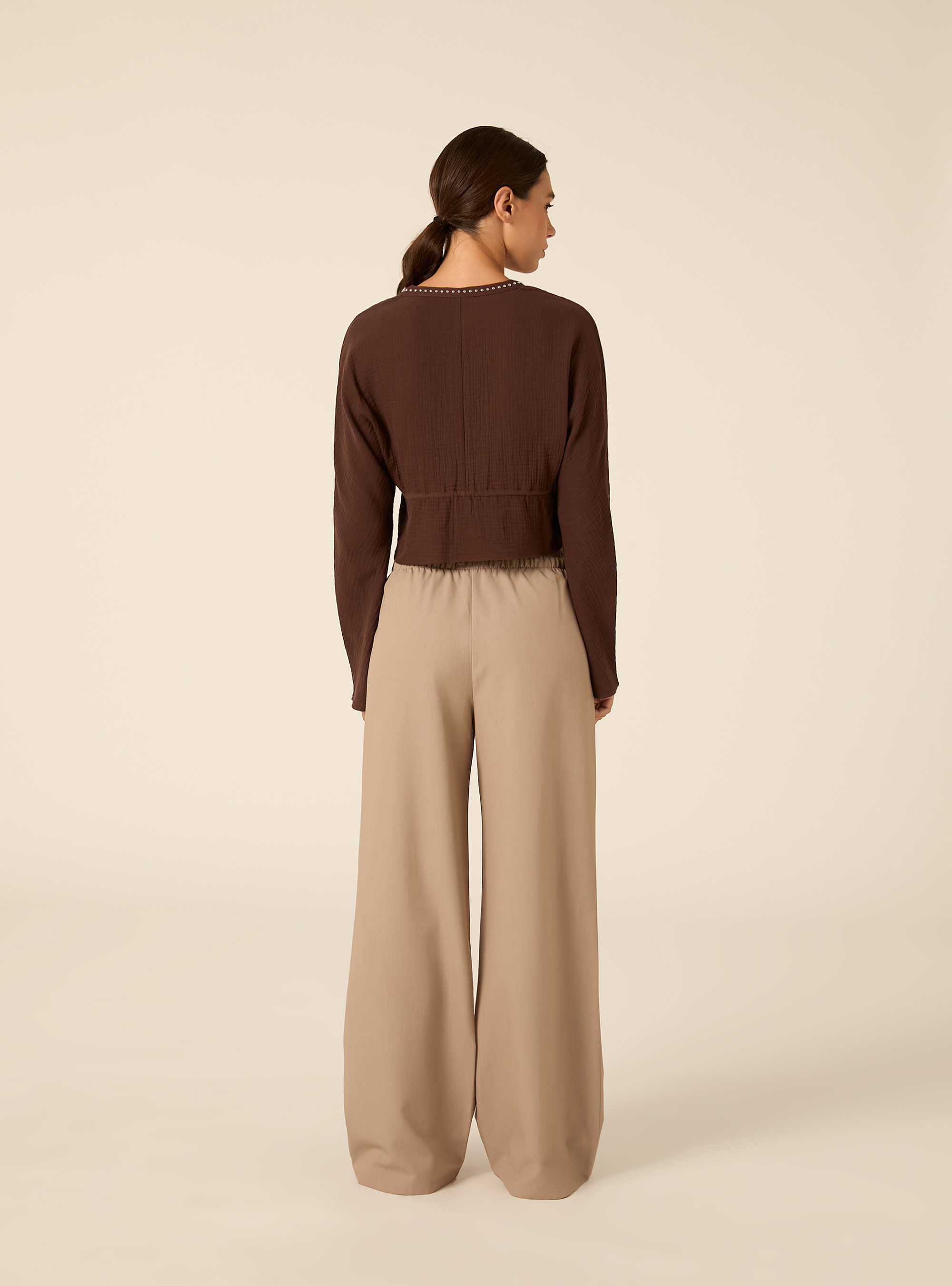Blusa con borchie, BR1 BROWN DARK