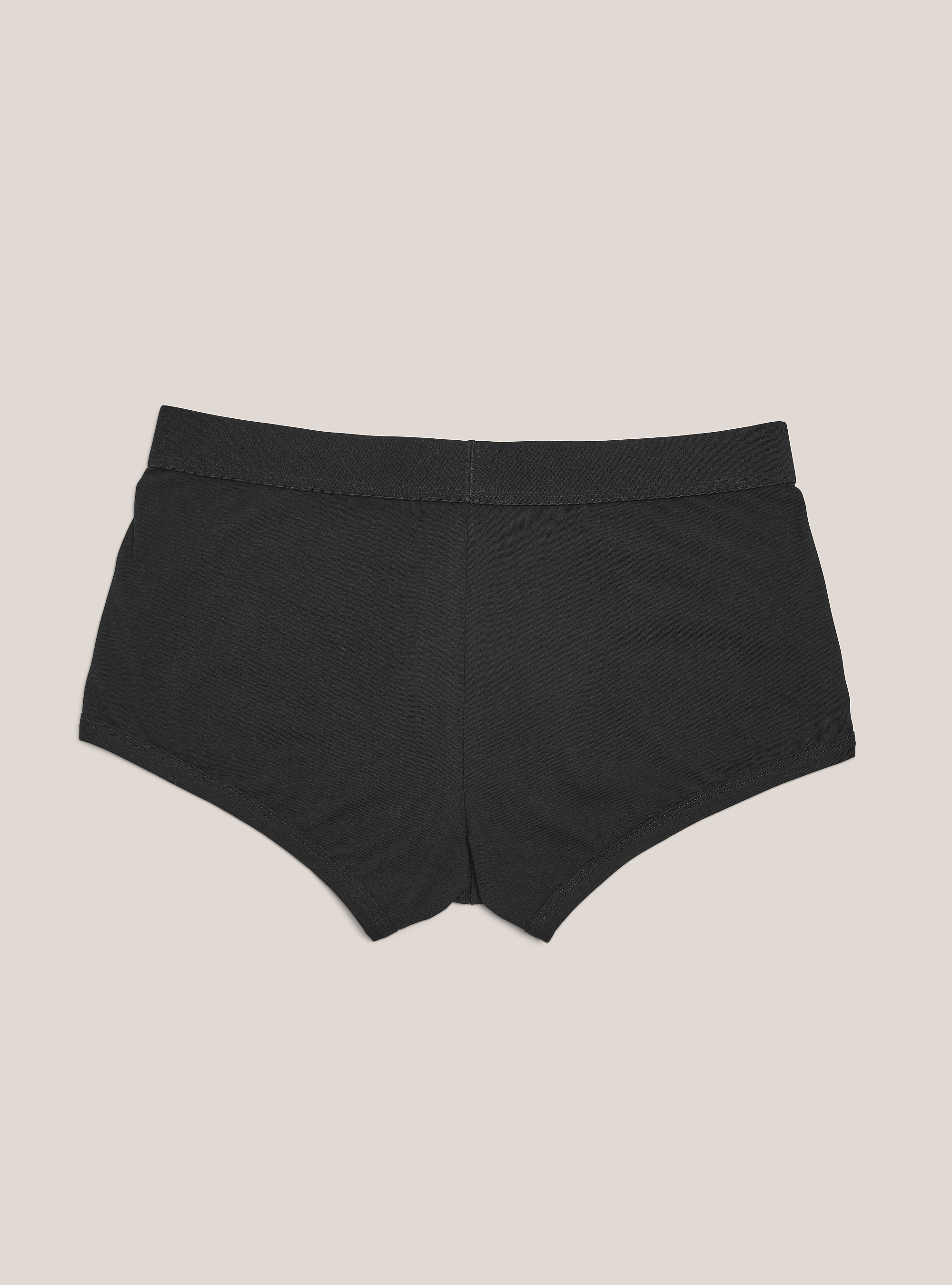 Stretch cotton boxer shorts with logo, BLACK