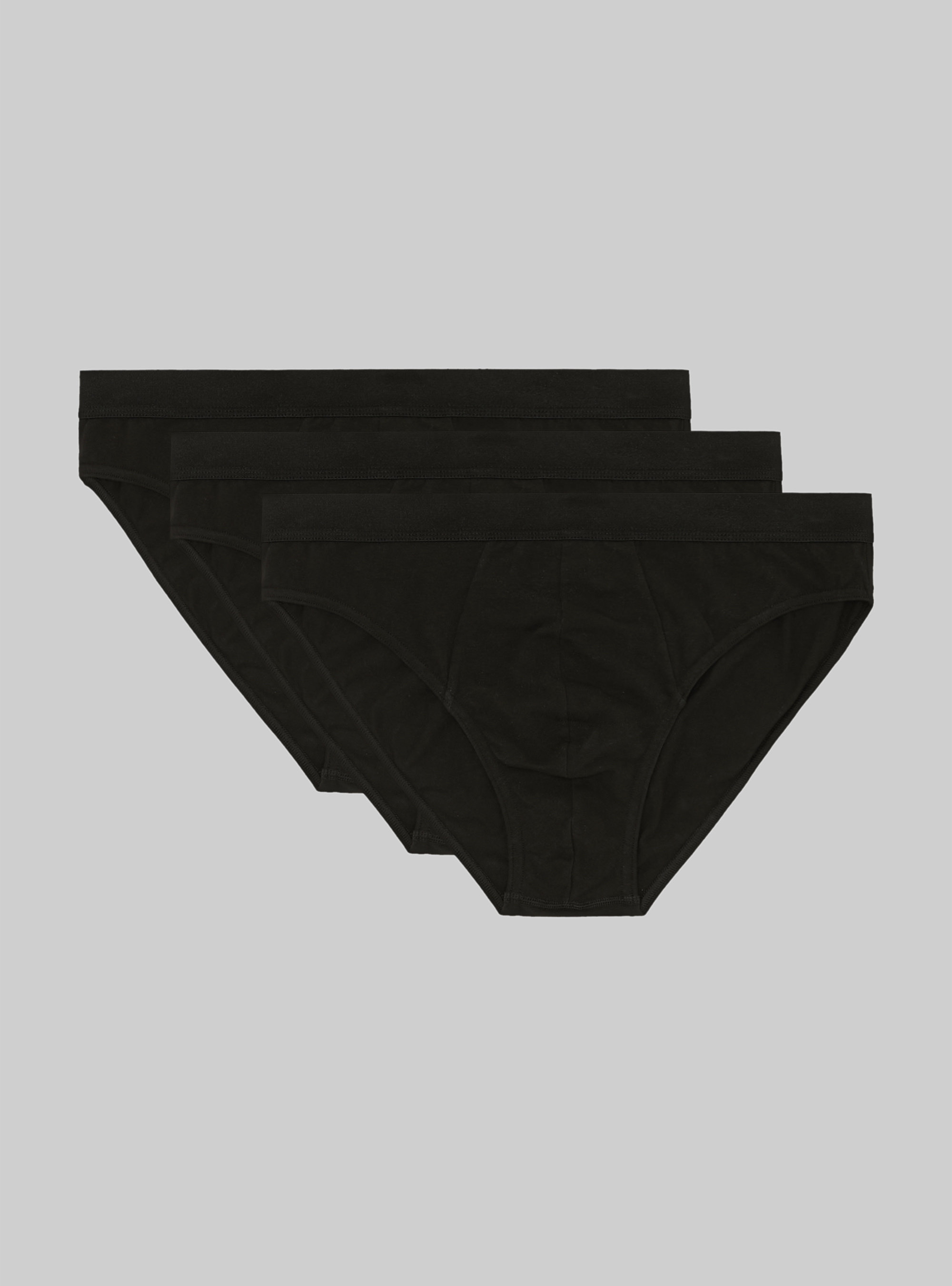 Set of 3 stretch cotton briefs, BK1 BLACK