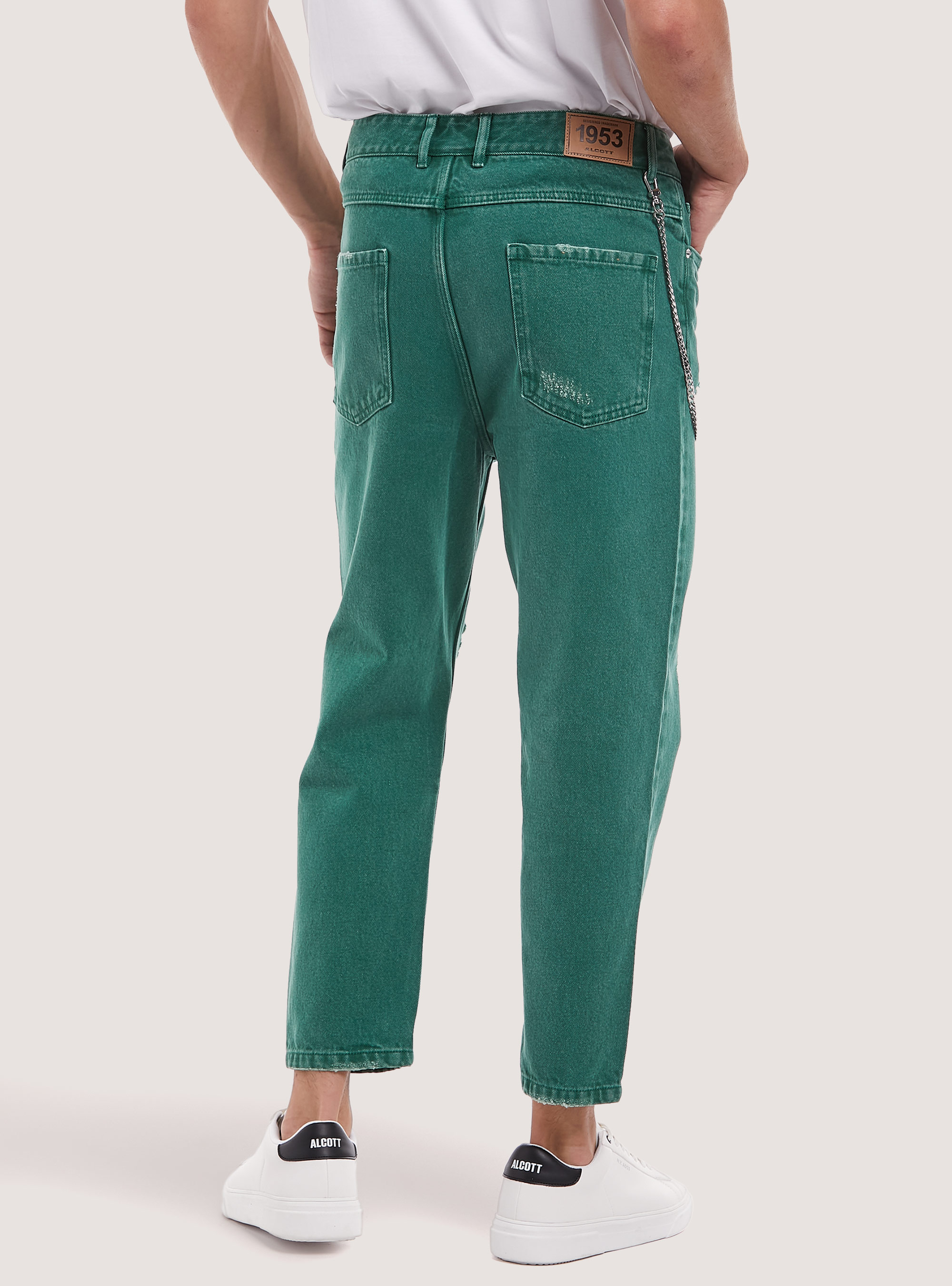 Relaxed fit jeans with chain, GN2 GREEN MEDIUM