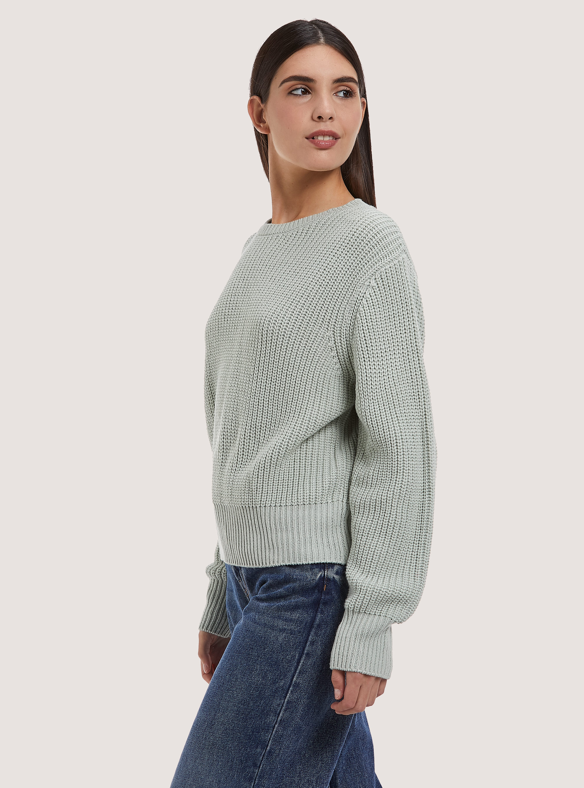 Pull cotelé confortable, C6585 GREEN
