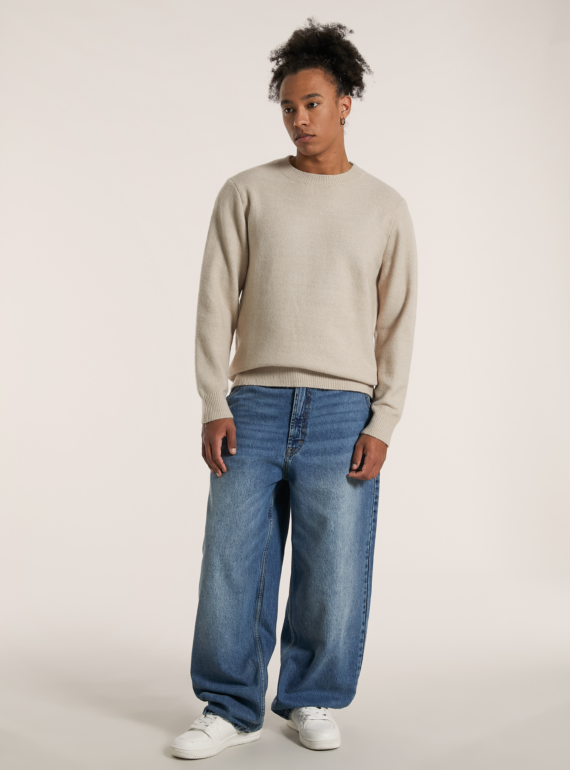 Pullover girocollo, MBG2 BEIGE MEL MED