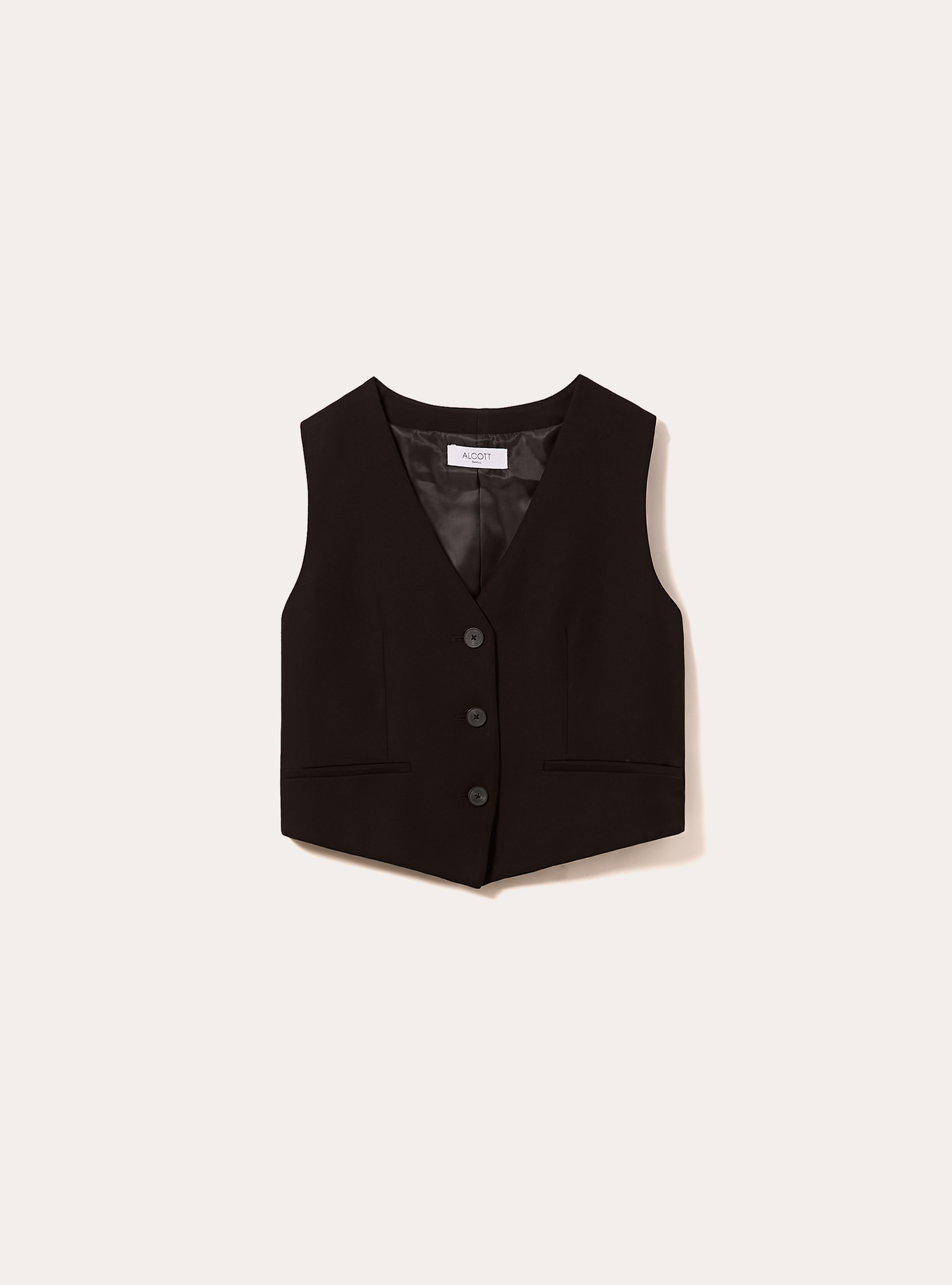 Chaleco entallado liso, BK1 BLACK