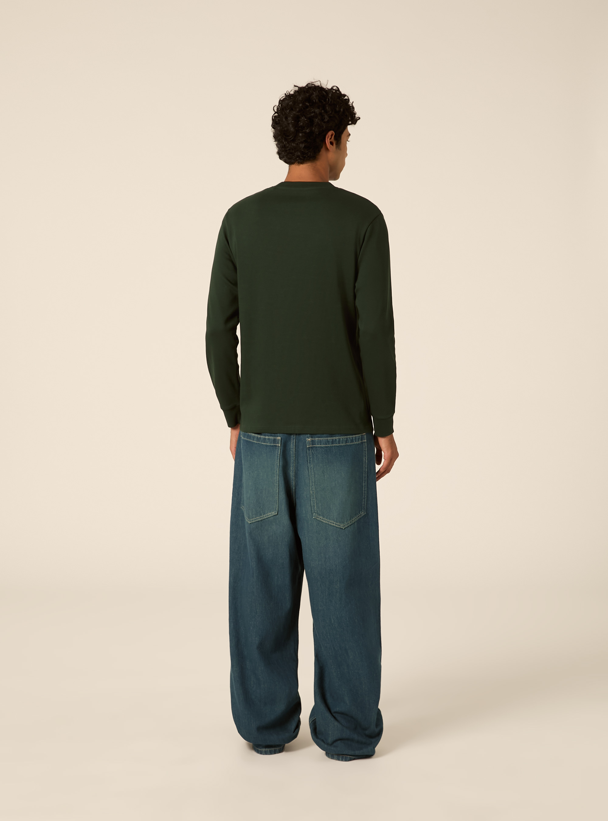Maglia girocollo maniche lunghe interlock, VERDE SCURO
