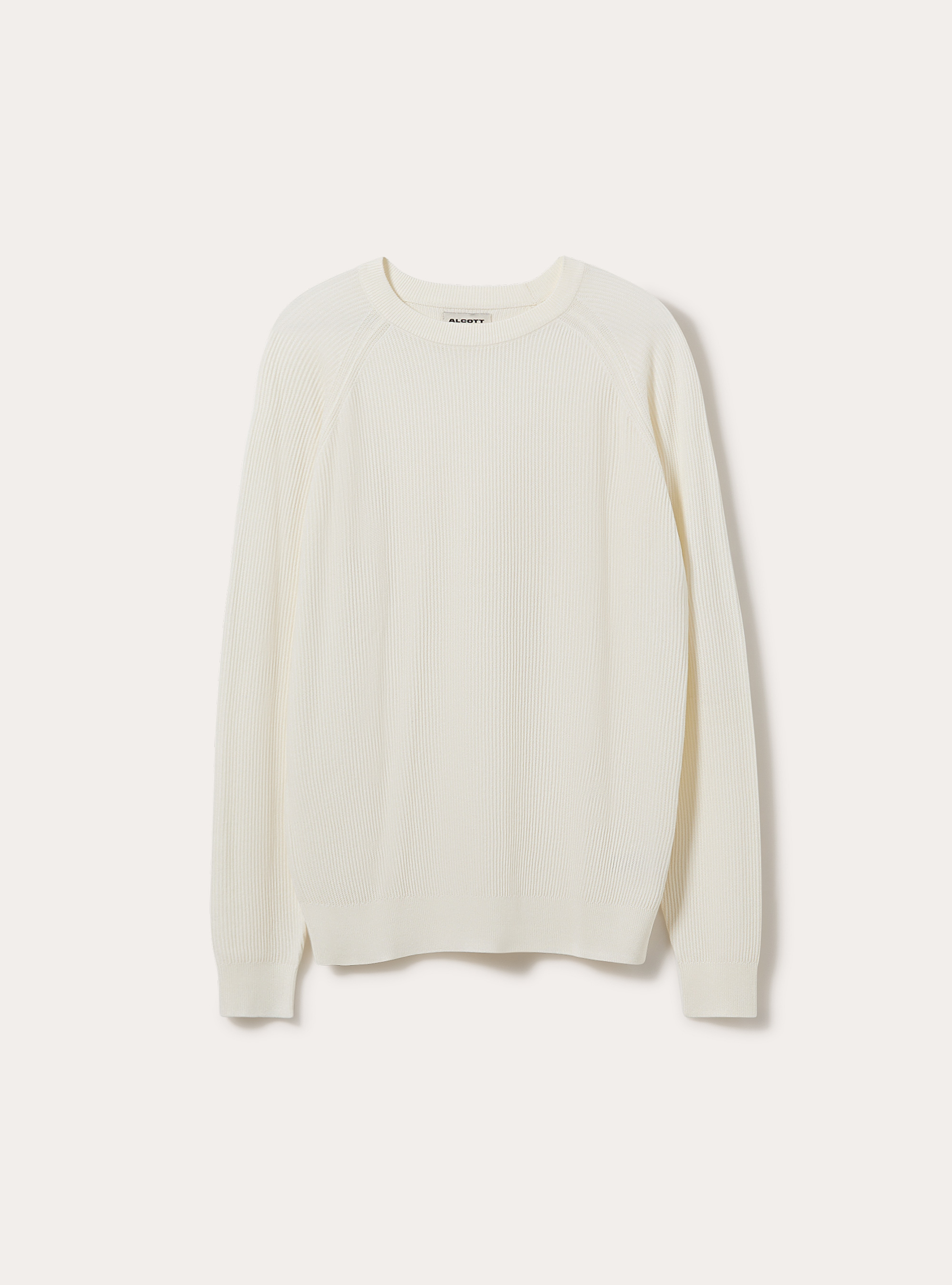 Maglia girocollo in misto cotone regular fit, WH2 WHITE