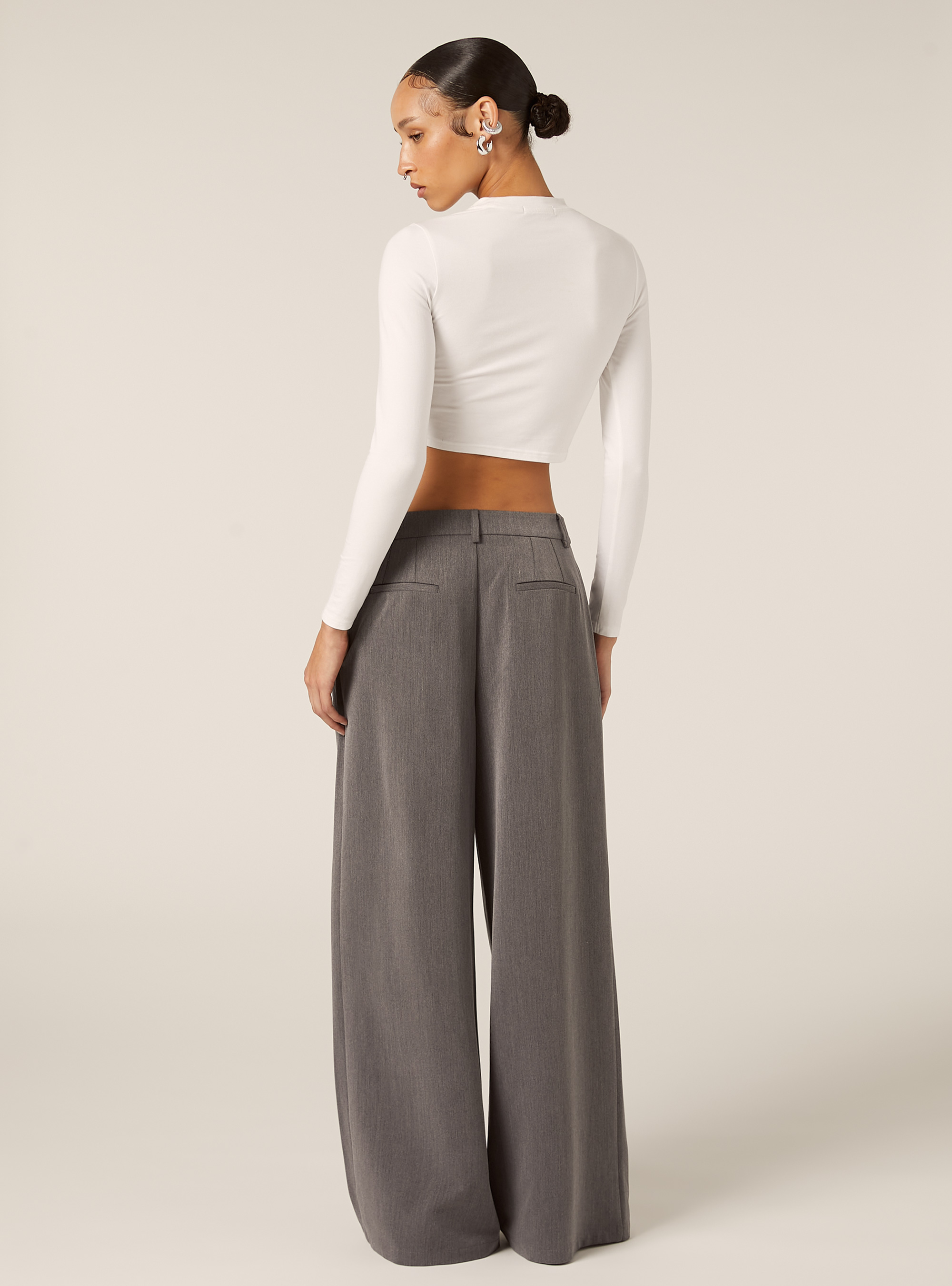 Wide-leg trousers with pleats, GY2 GREY MEDIUM