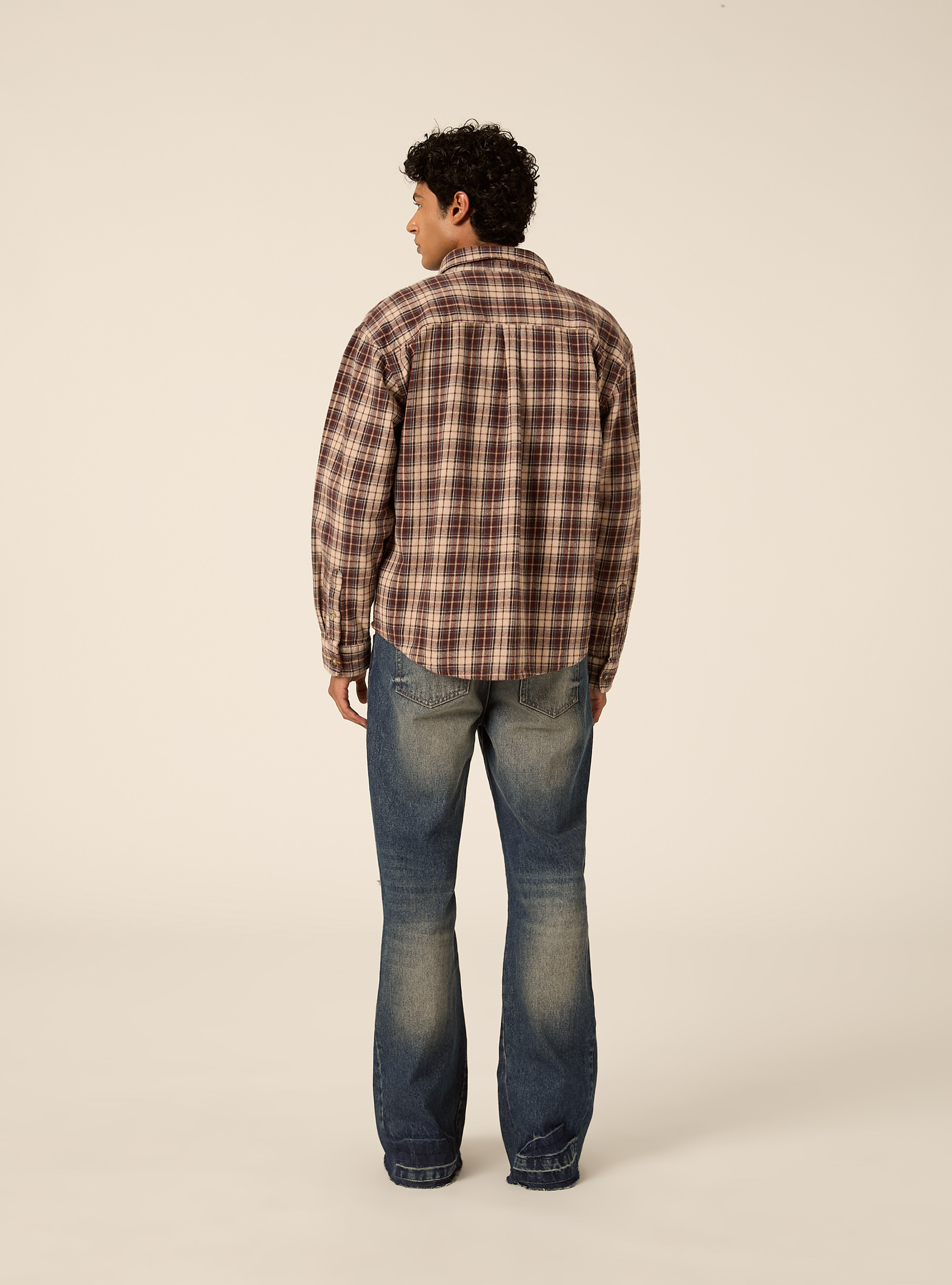 Camicia flanella quadri, BG2 BEIGE MEDIUM