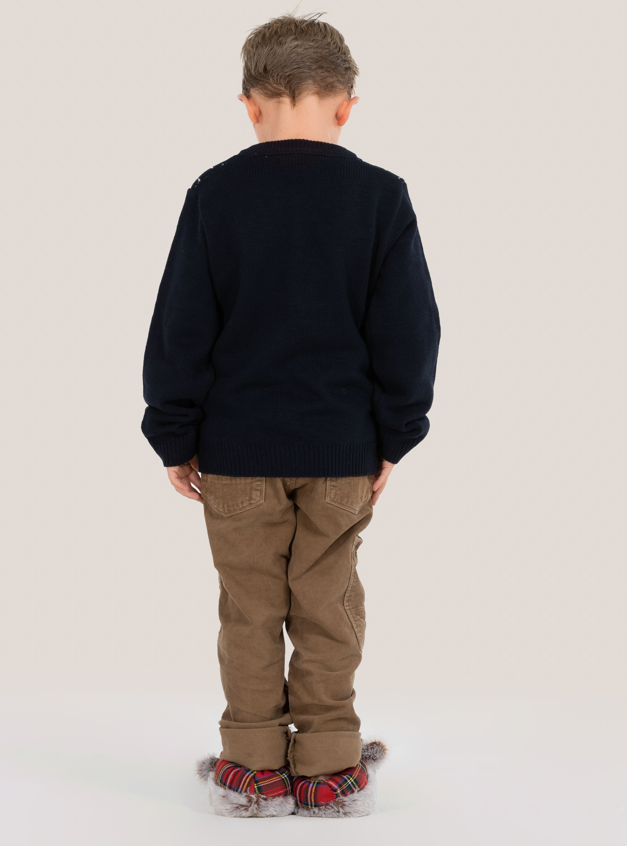 Christmas pullover for kids with gingerbread man and Santa Claus, C210 BLUE NAVY