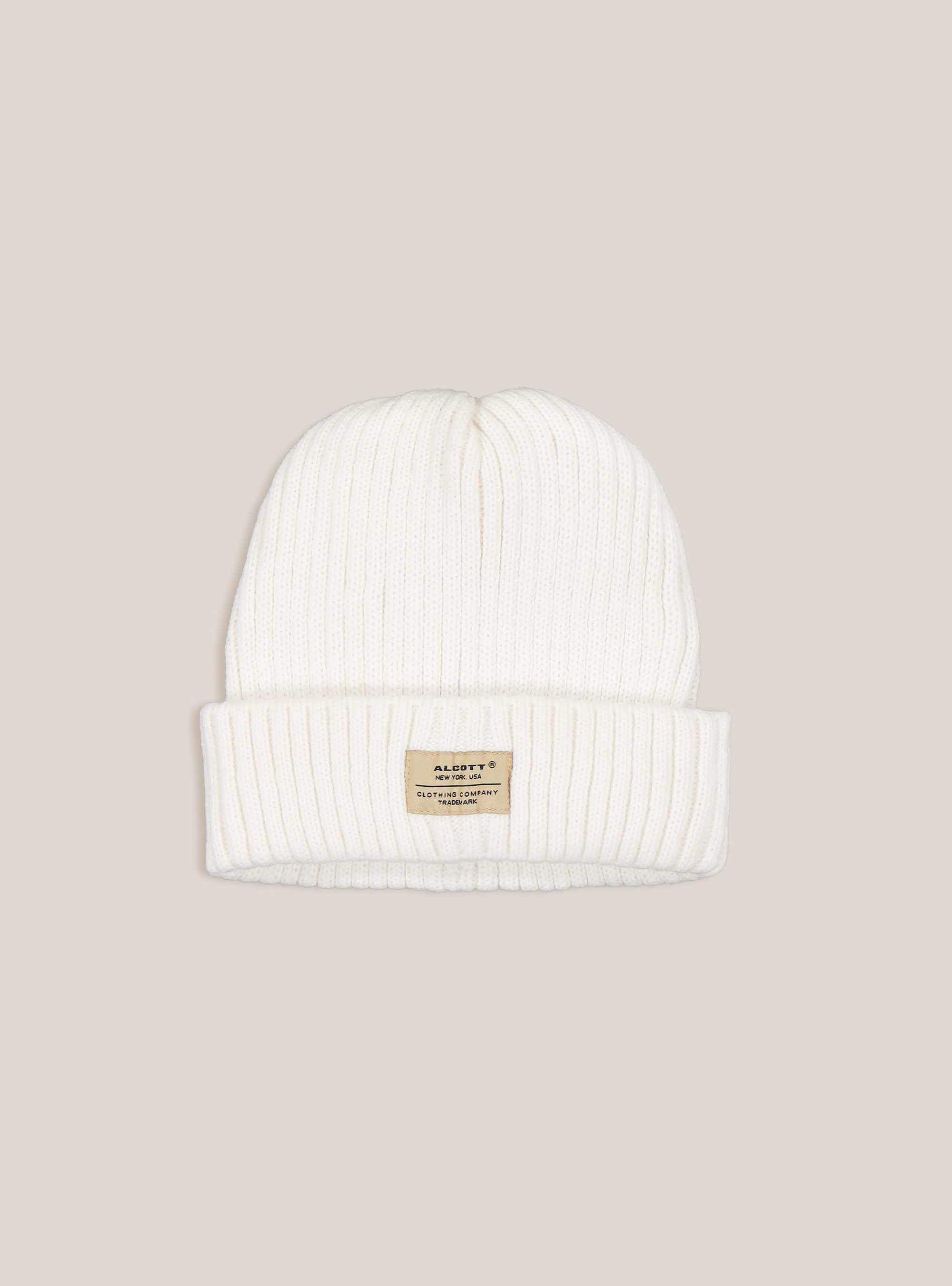 Cappello in rib con logo, C0009 OFF WHITE