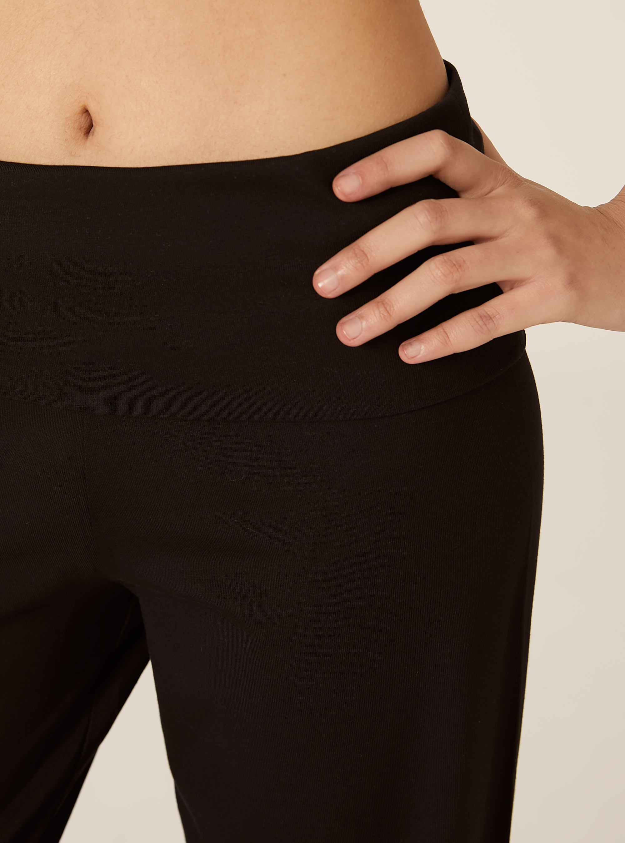 Leggings con vuelta en la cintura, BK1 BLACK