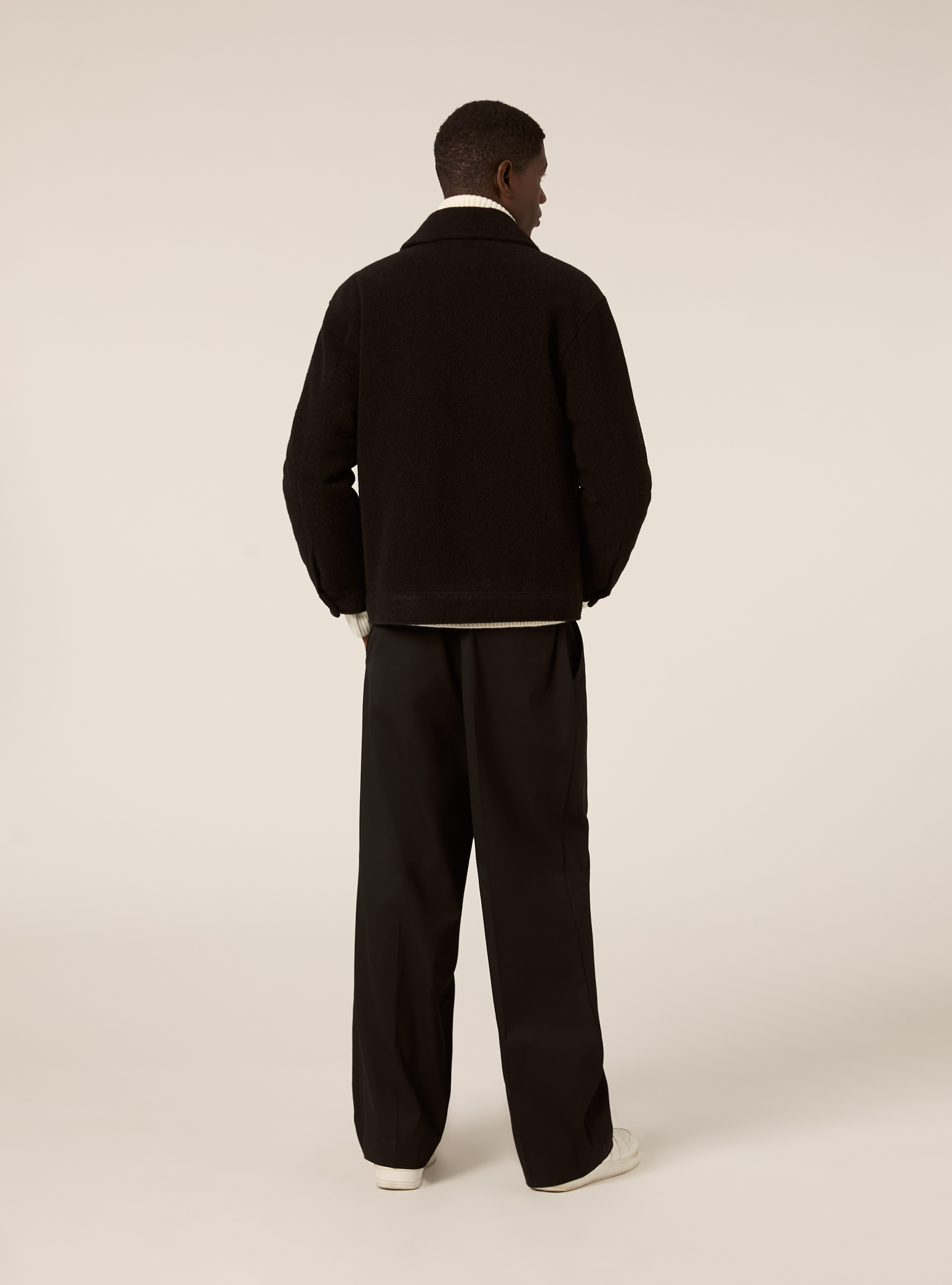 Bomber con collo camicia n melton, BK1 BLACK