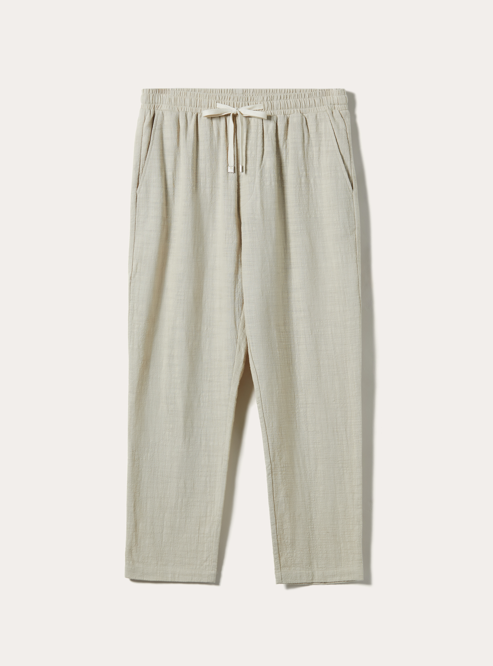 Cotton trousers with drawstring waist, BG3 BEIGE LIGHT