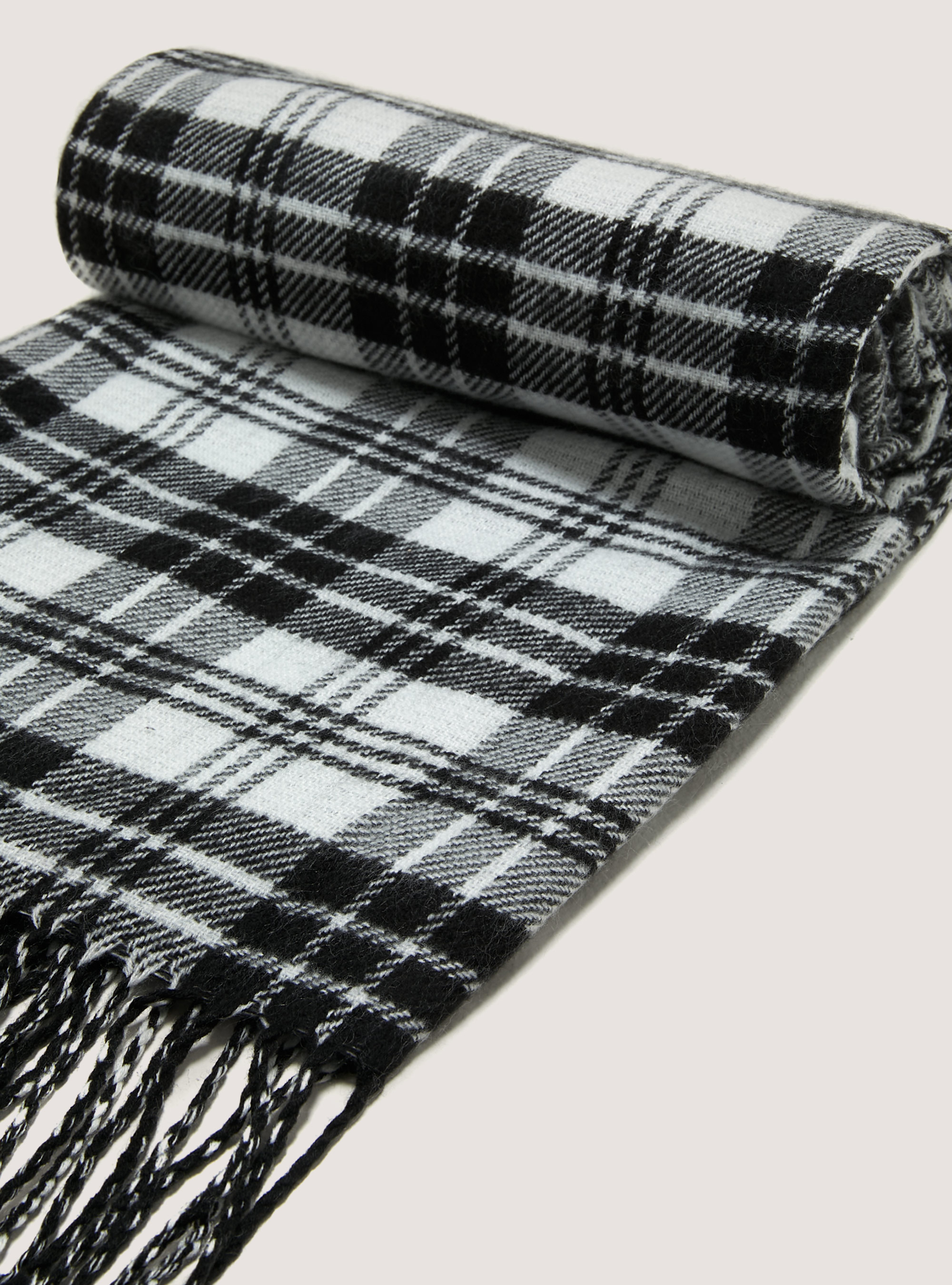 Sciarpa a quadri double face, WH2 WHITE