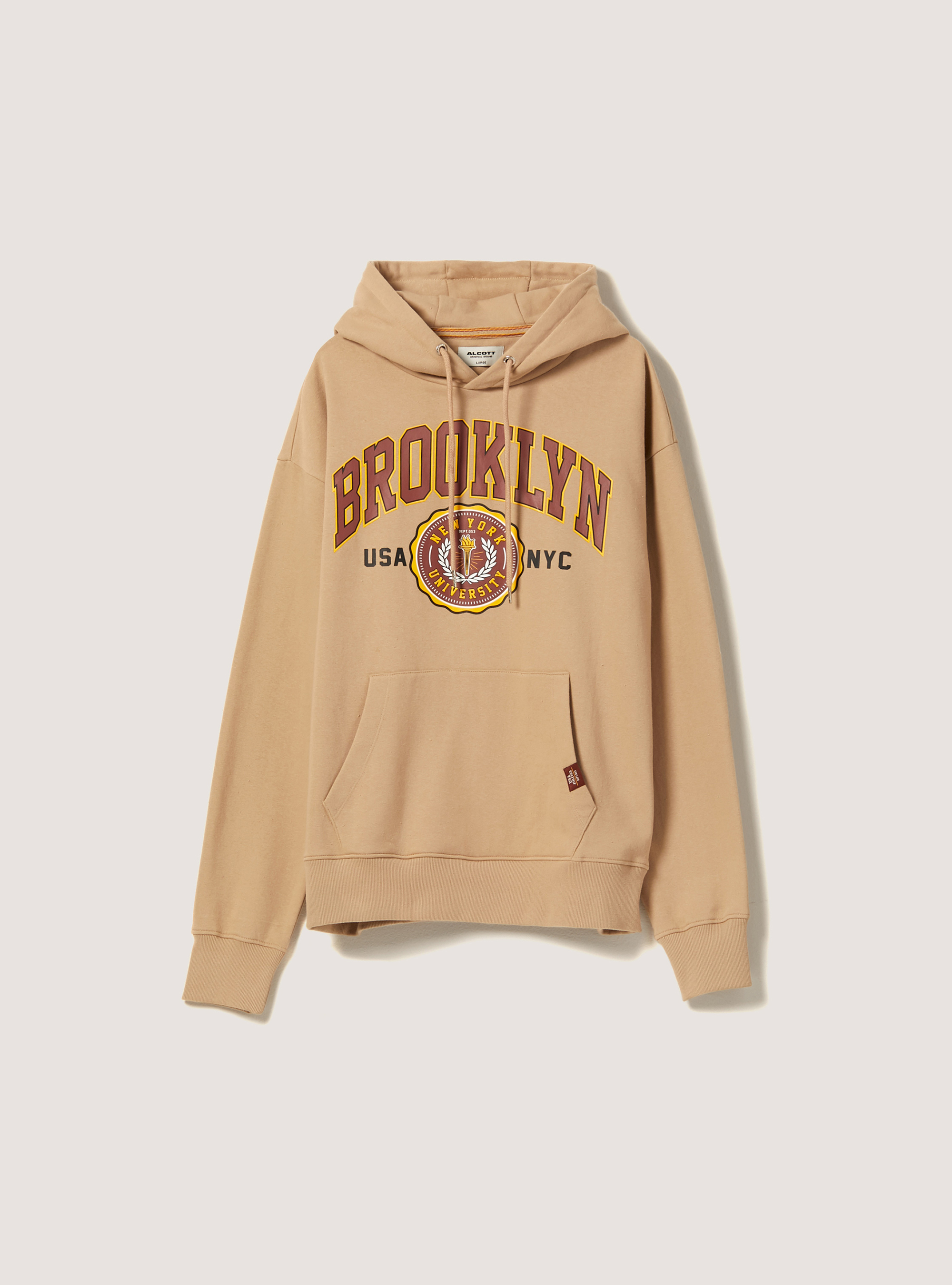 College Print Hoodie, BG2 BEIGE MEDIUM