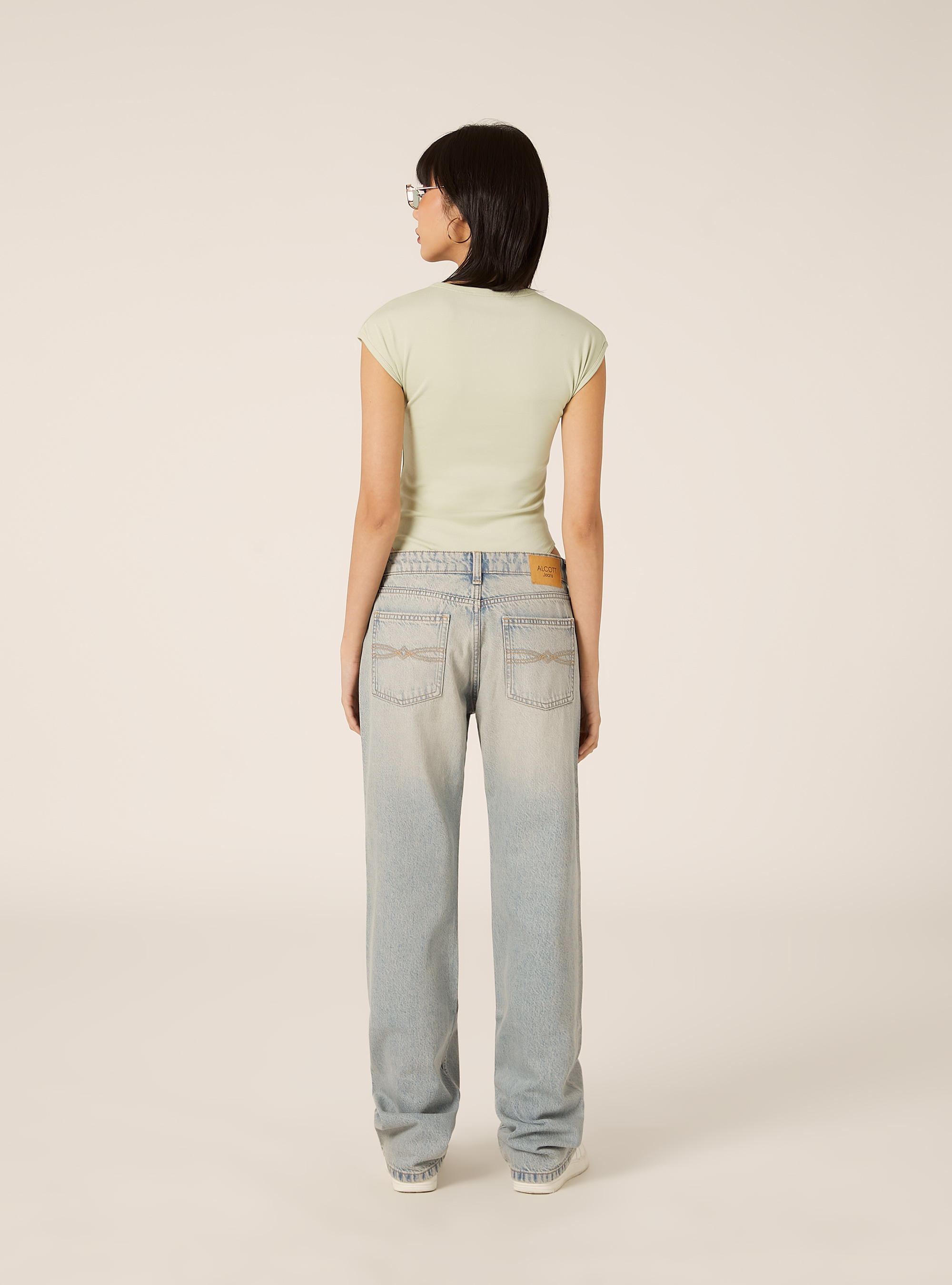 Body aus gerippter Stretch-Baumwolle, SG3 SAGE LIGHT