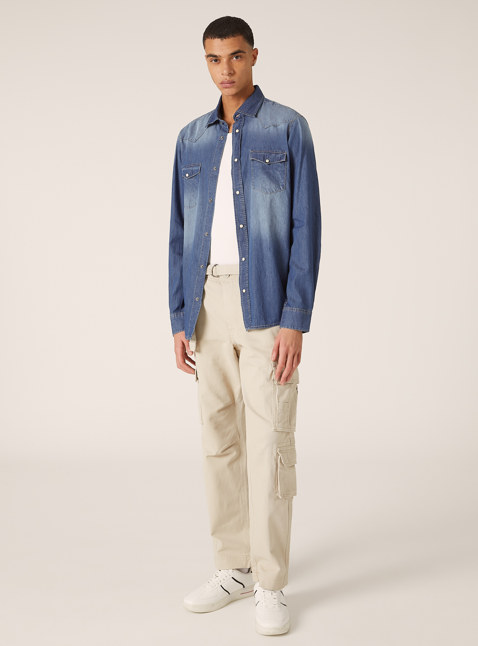 Camisa vaquera, D003 MEDIUM BLUE