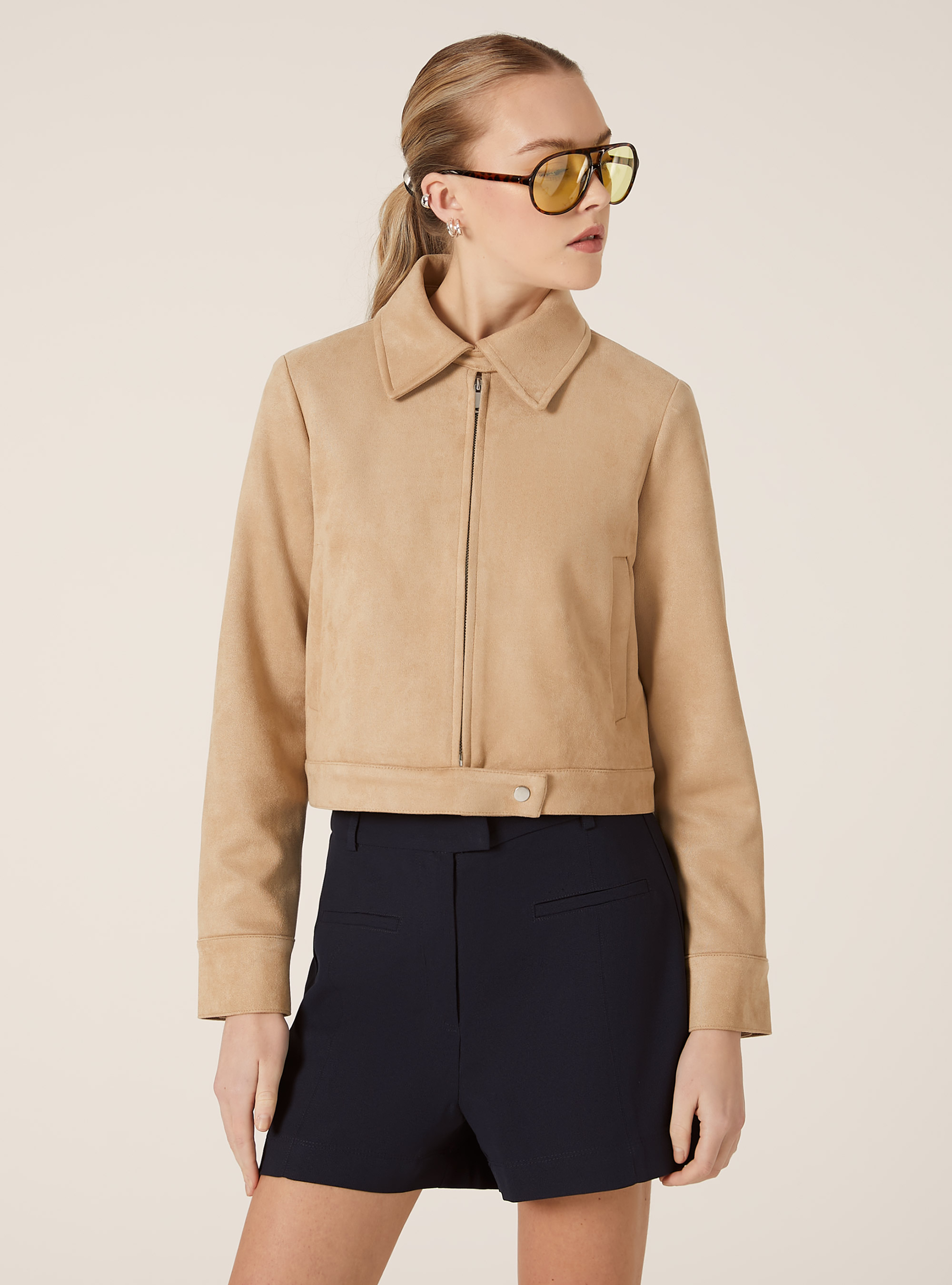 Suede-effect jacket, BG2 BEIGE MEDIUM