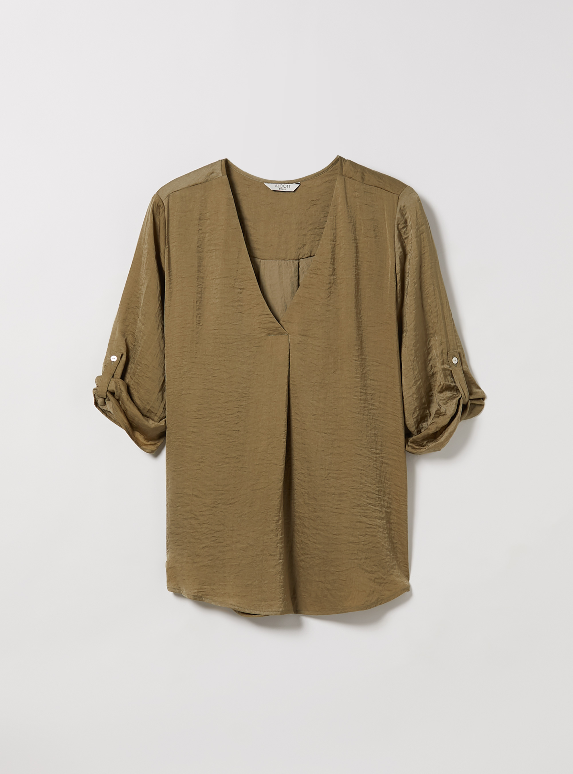 Blusa de color liso con escote, KY2 KAKY MEDIUM