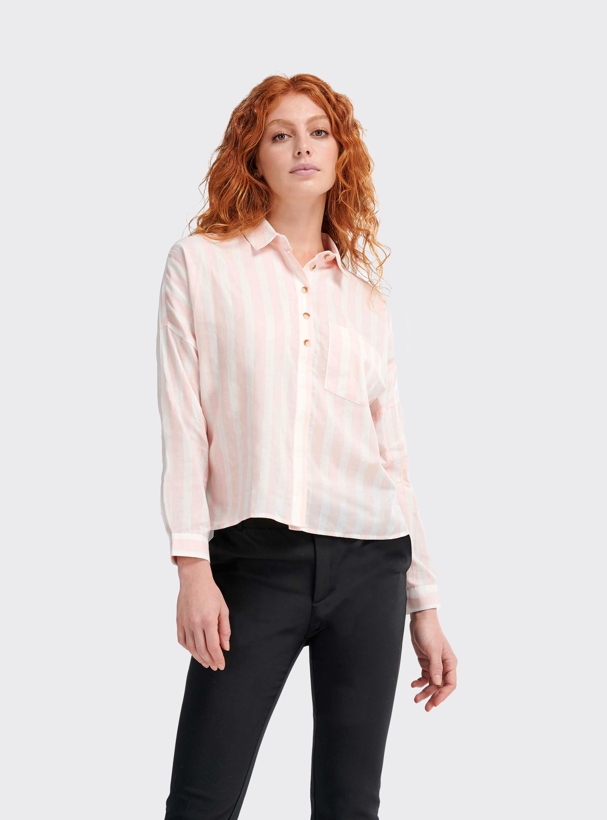 Striped shirt with long sleeves, STR4 PINK STRIPE