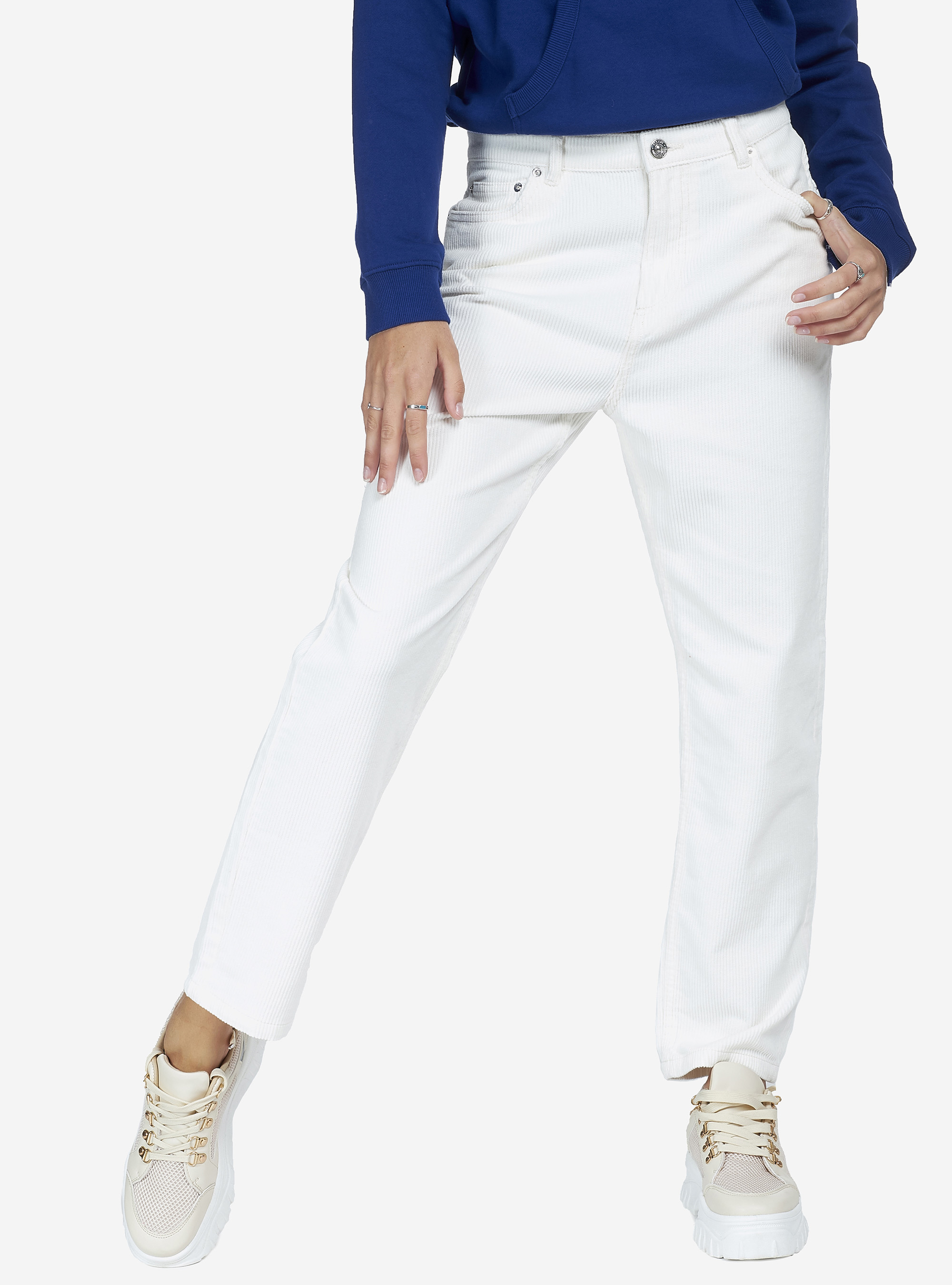 RIBBED VELVET PANTS, OFF-WHITE