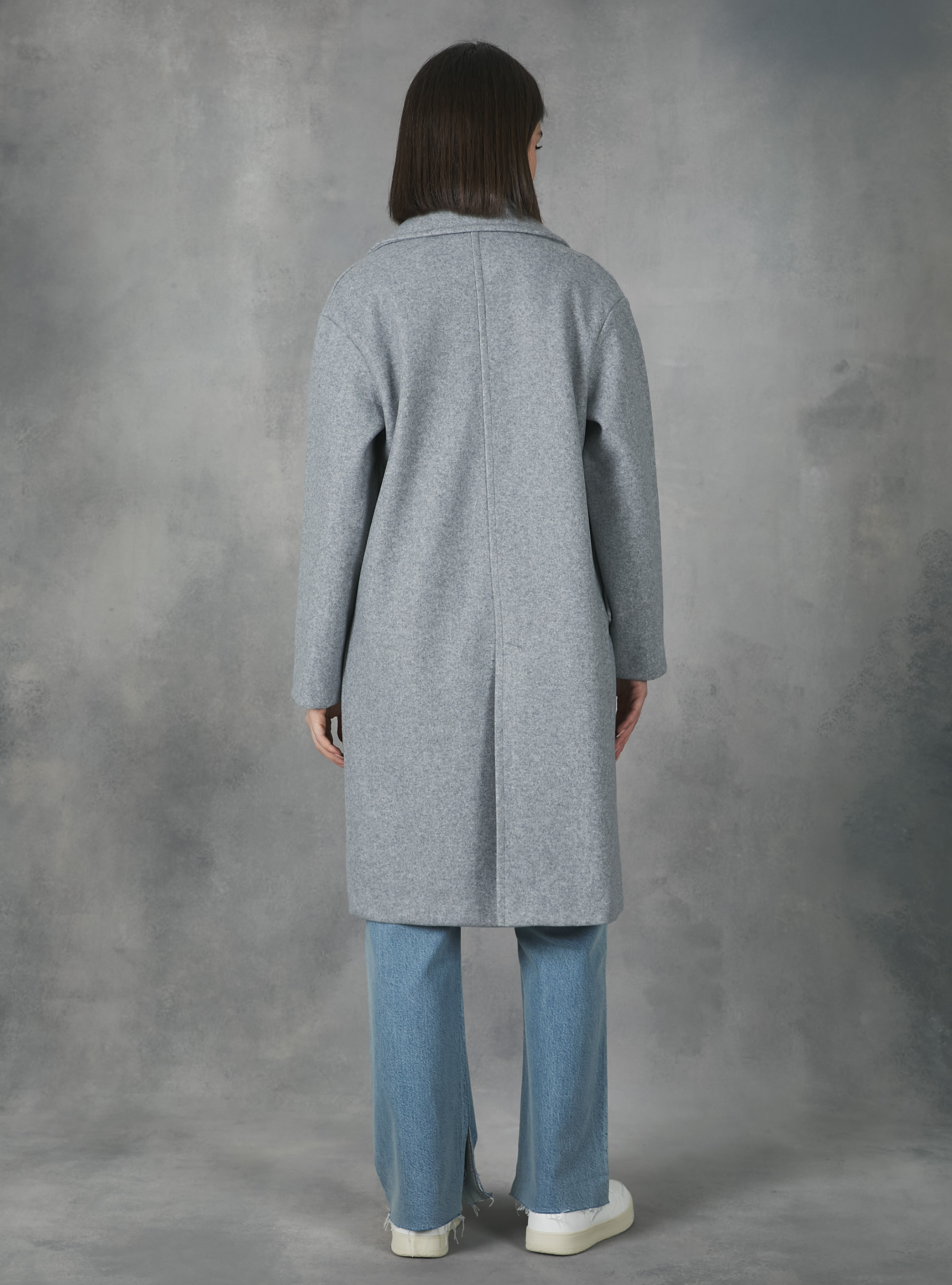 Abrigo de punto de gasa de color liso, MGY2 GREY MEL MEDIUM