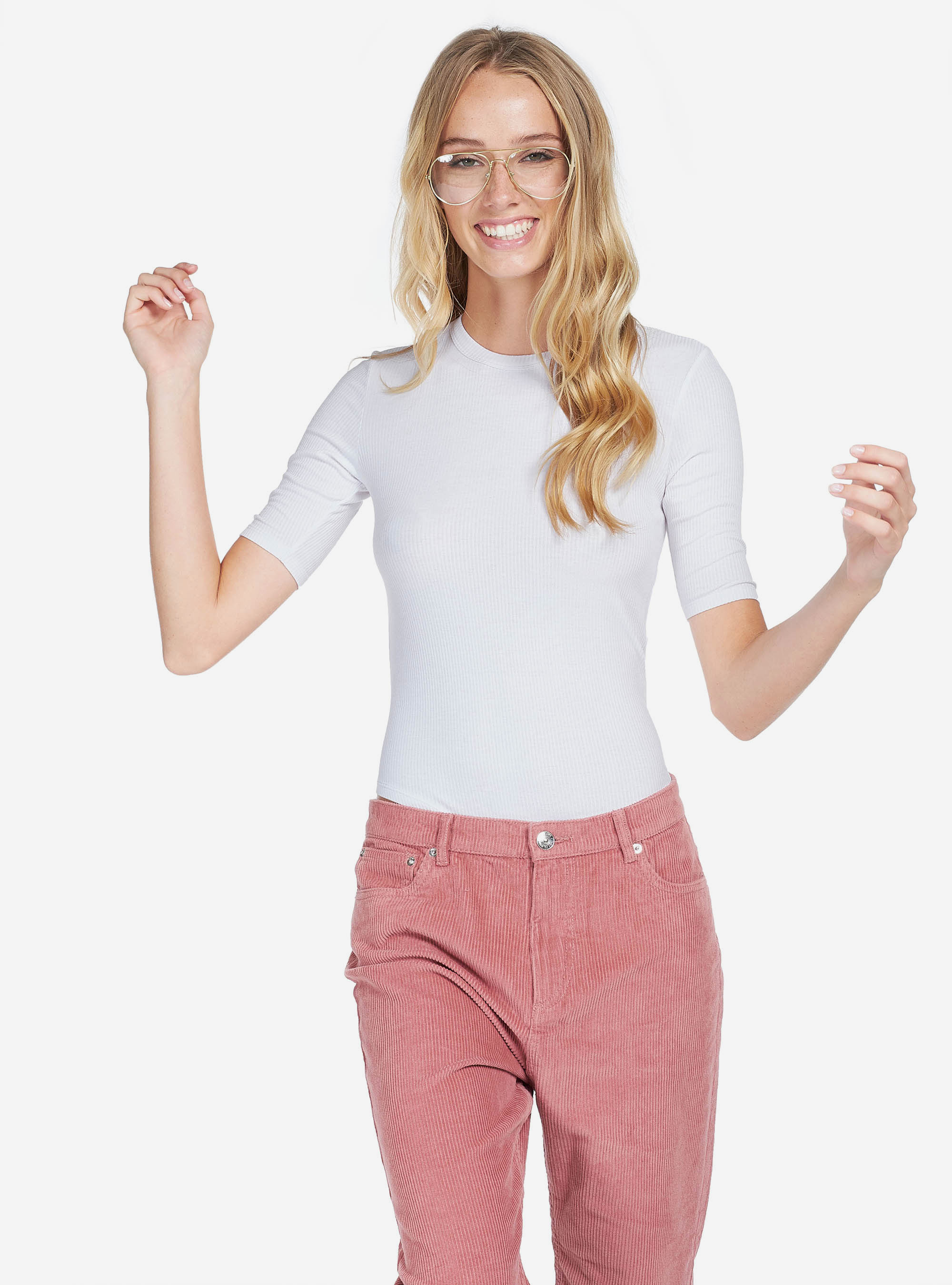 Body con maniche corte, BIANCO