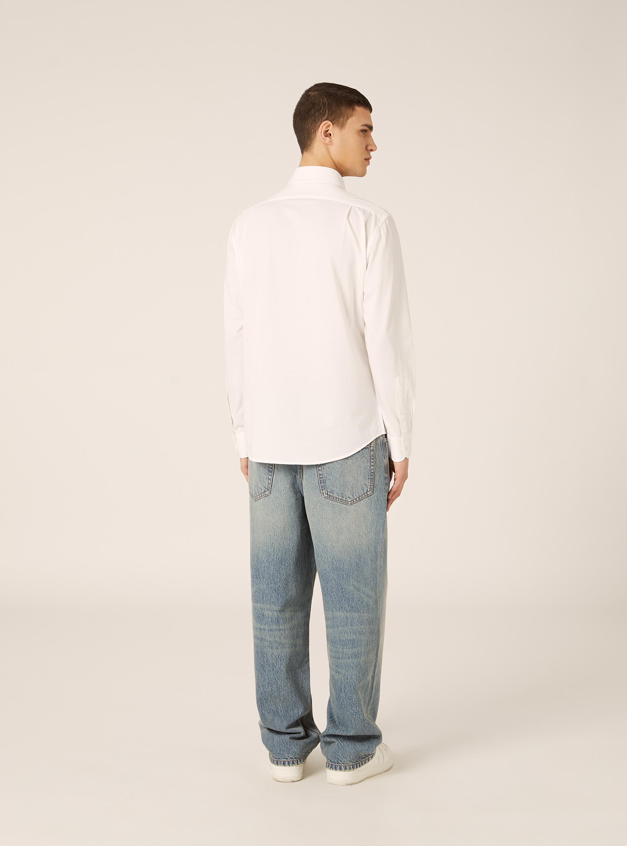 Camicia in jersey in misto cotone, WH3 WHITE