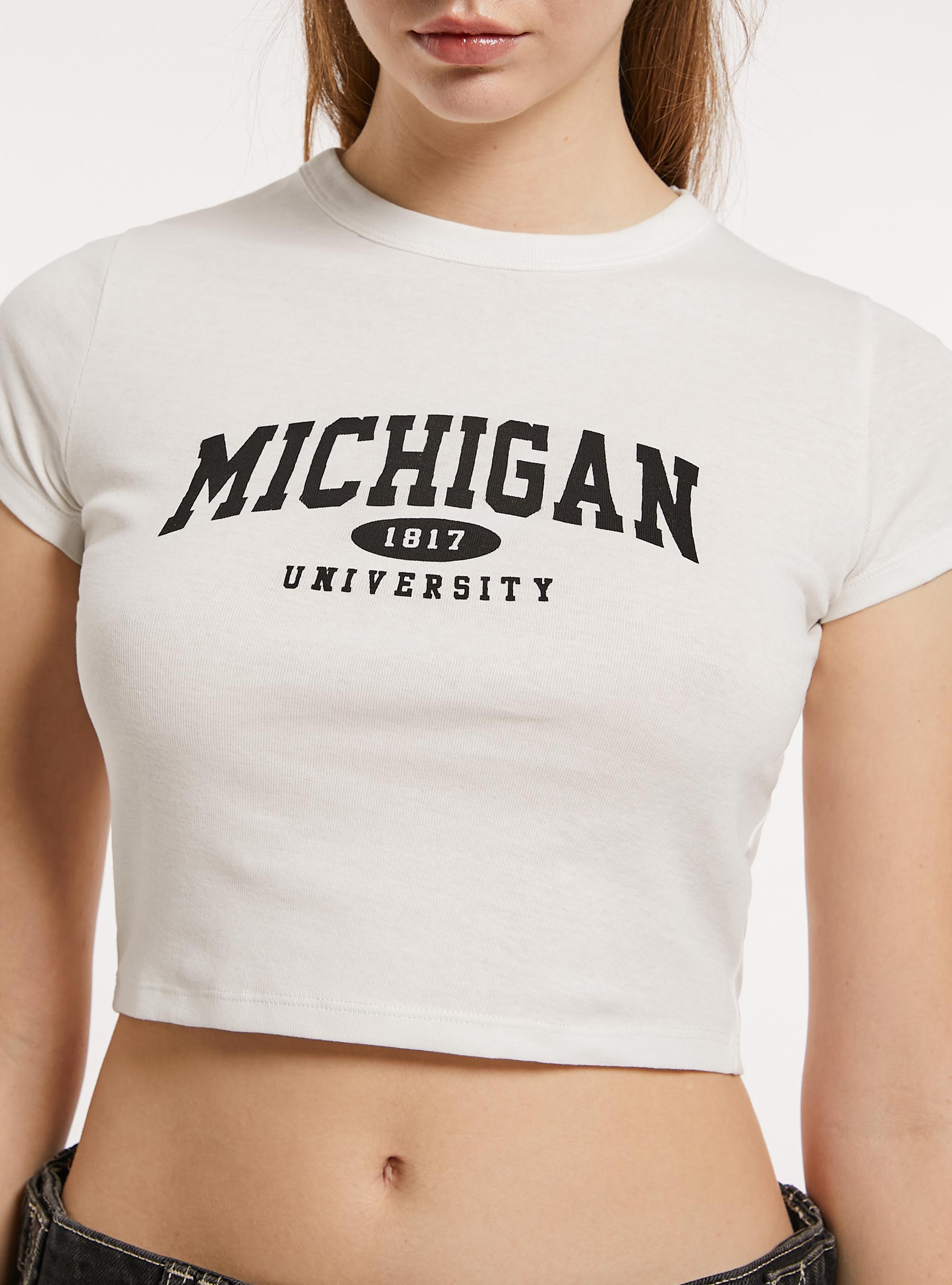 Cropped t-shirt with print, WH1 OFF WHITE