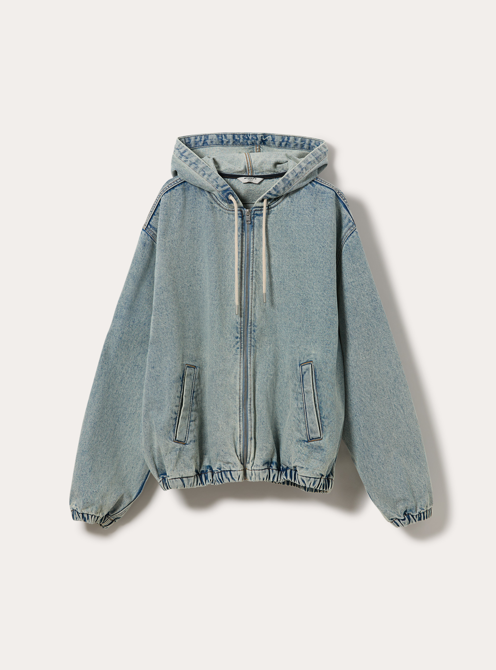 Giubbotto cappuccio in denim, D006 AZURE