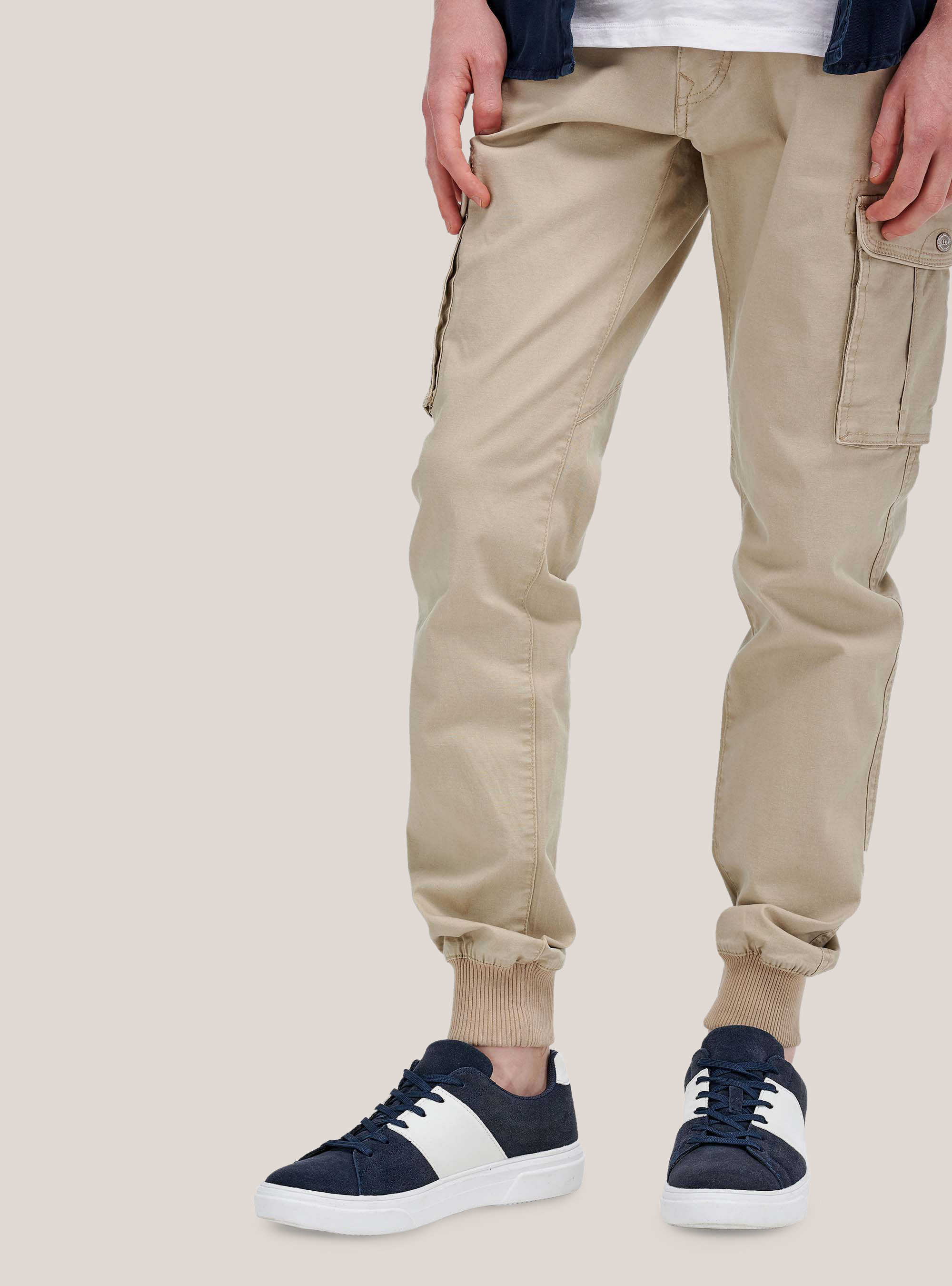 Sneakers de gamuza genuinas con bandas laterales, AZUL