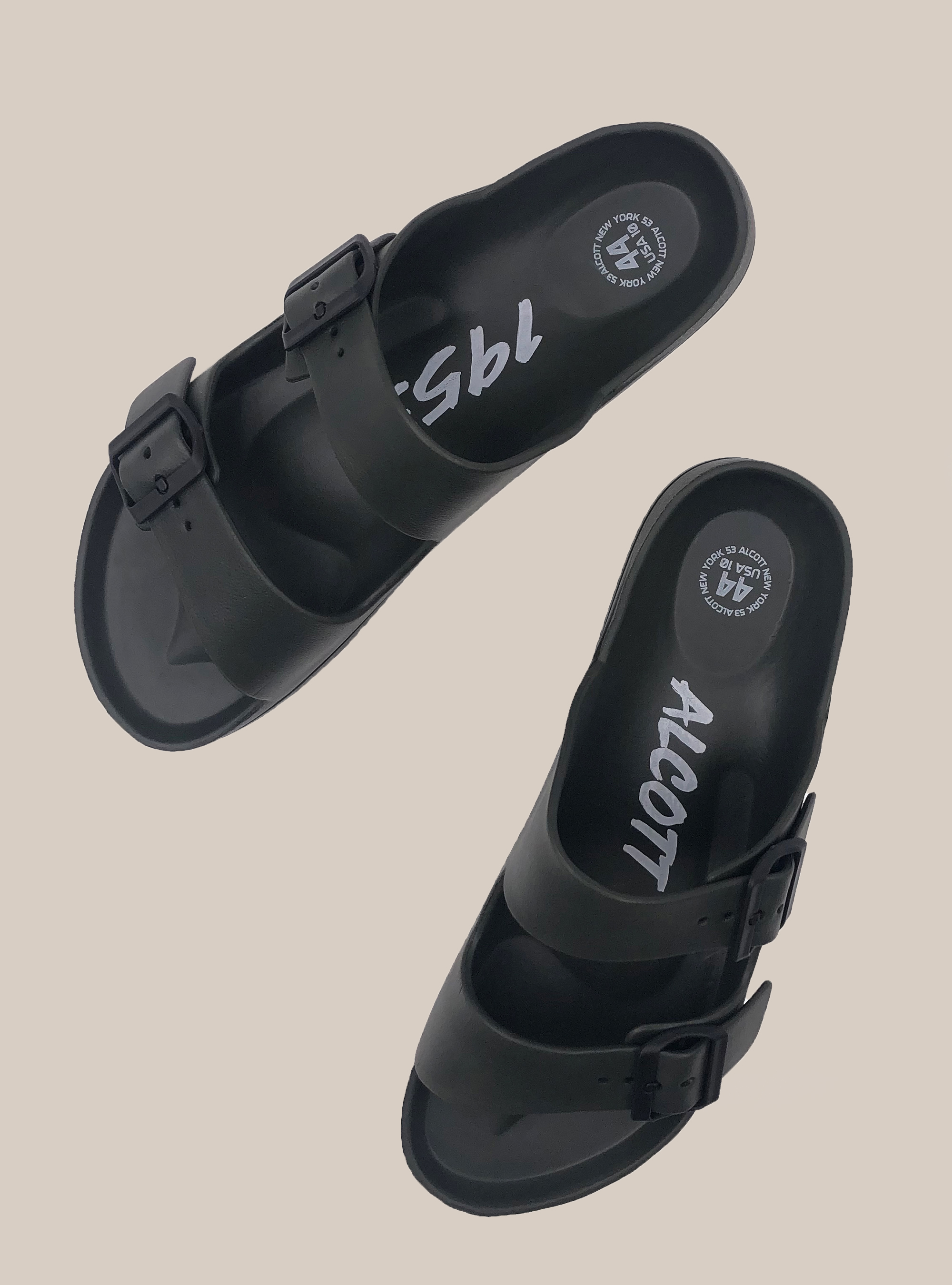 Sandalias con bandas, NEGRO