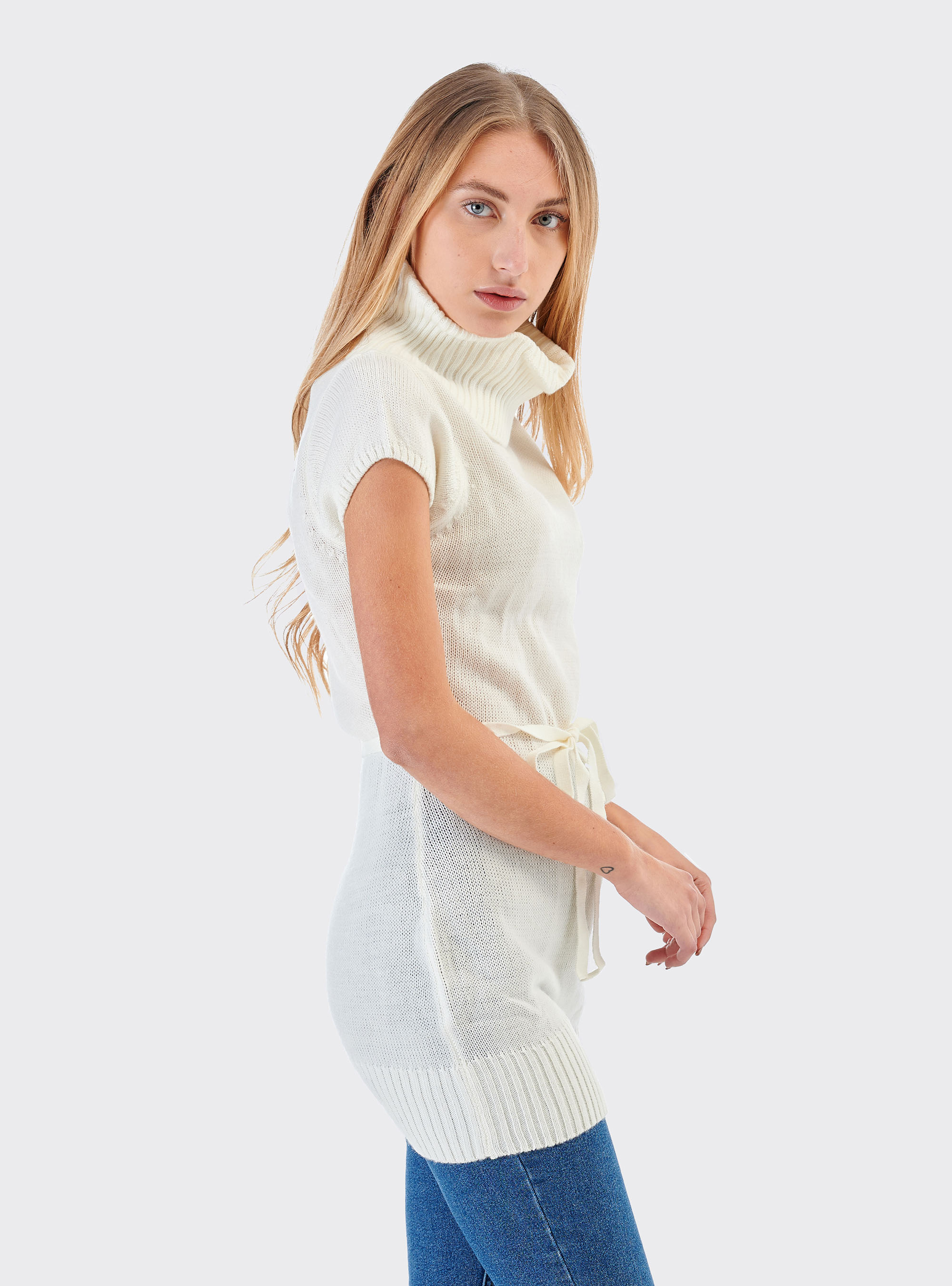 Pullover collo alto, C004 WHITE