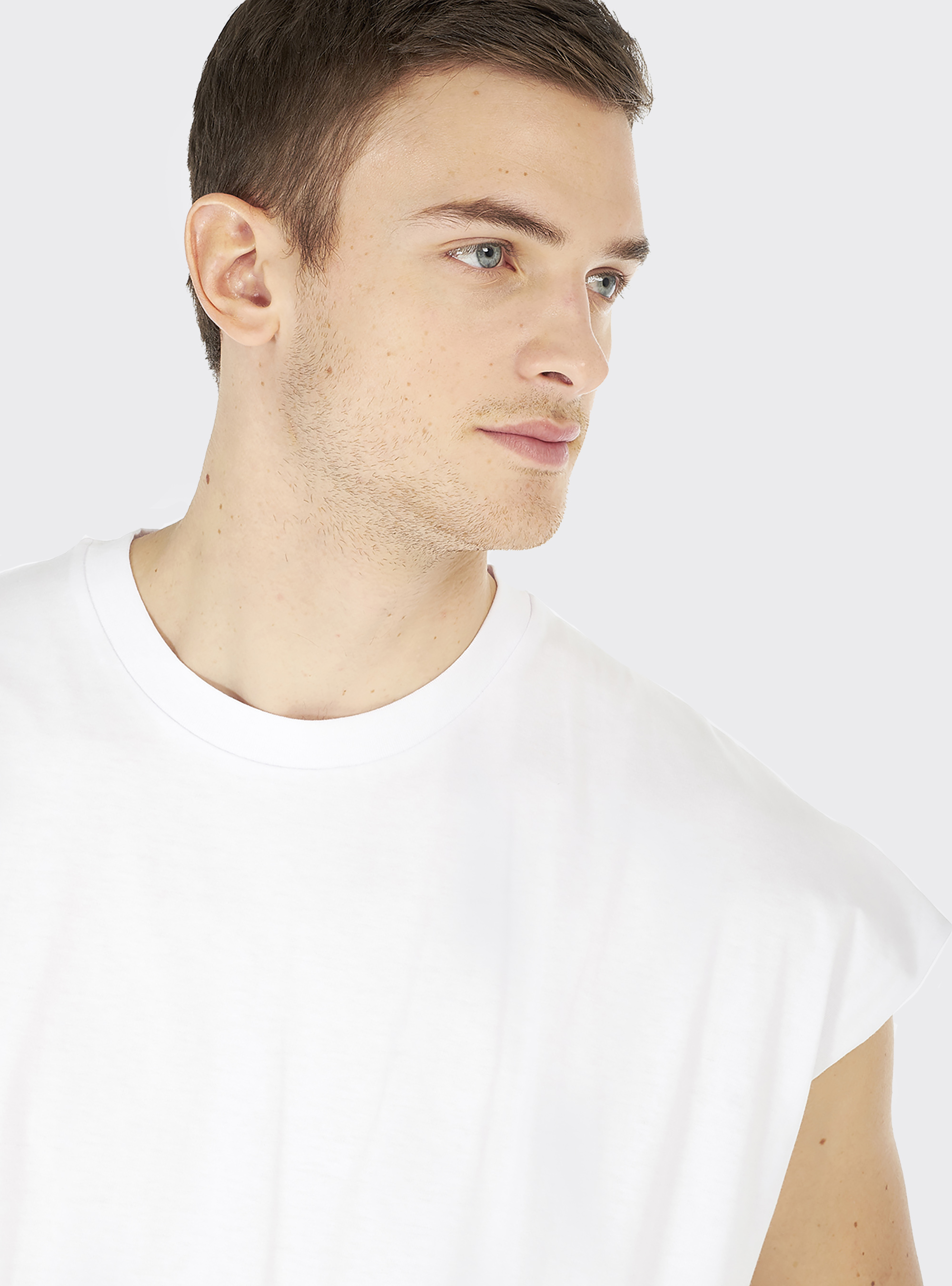 Tanktop mit breiten Schultern aus reiner Baumwolle, C099 WHITE